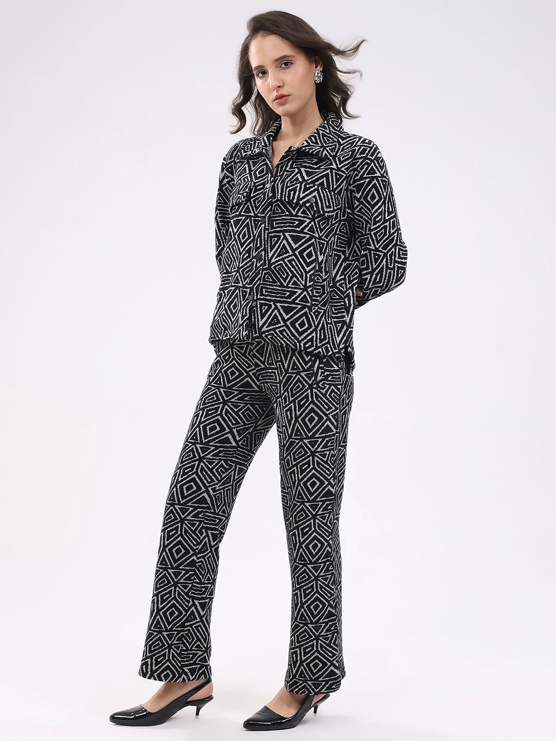 Black Wool Blend Winter Co-ord Set - Global Republic