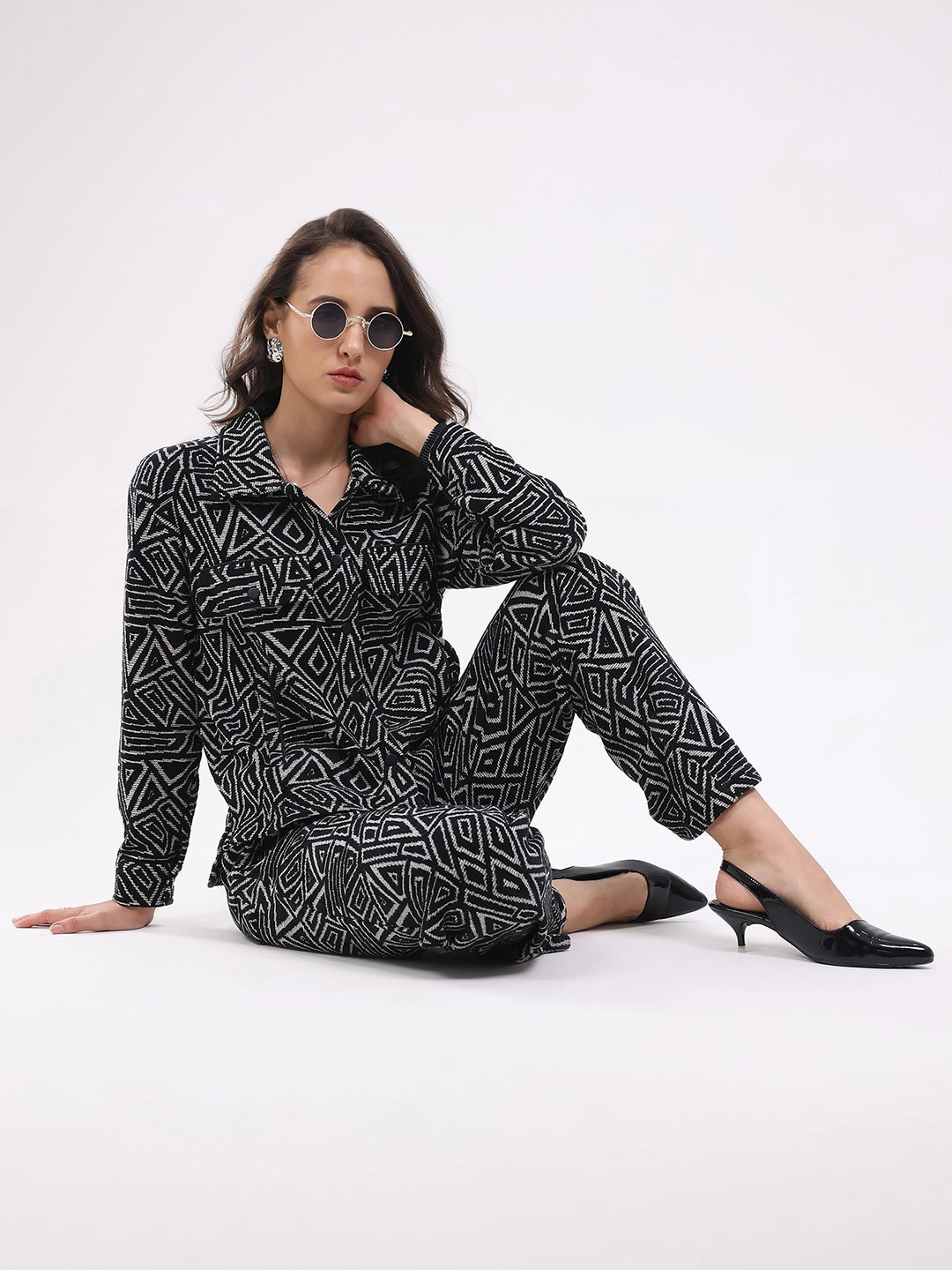 Black Wool Blend Winter Co-ord Set - Global Republic