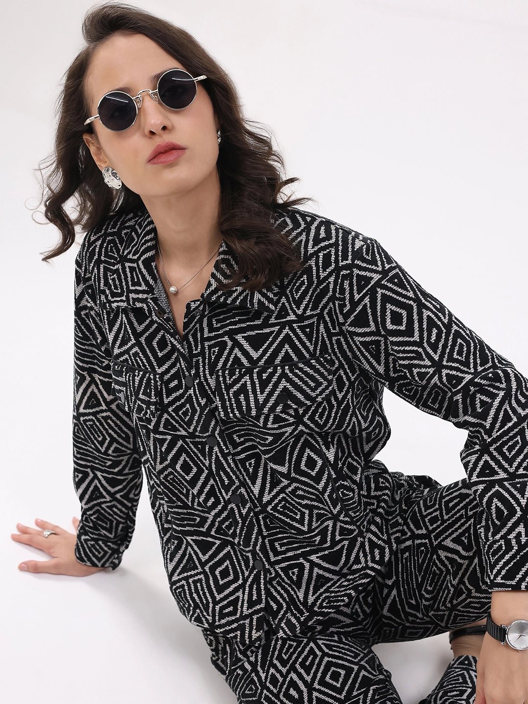 Black Wool Blend Winter Co-ord Set - Global Republic