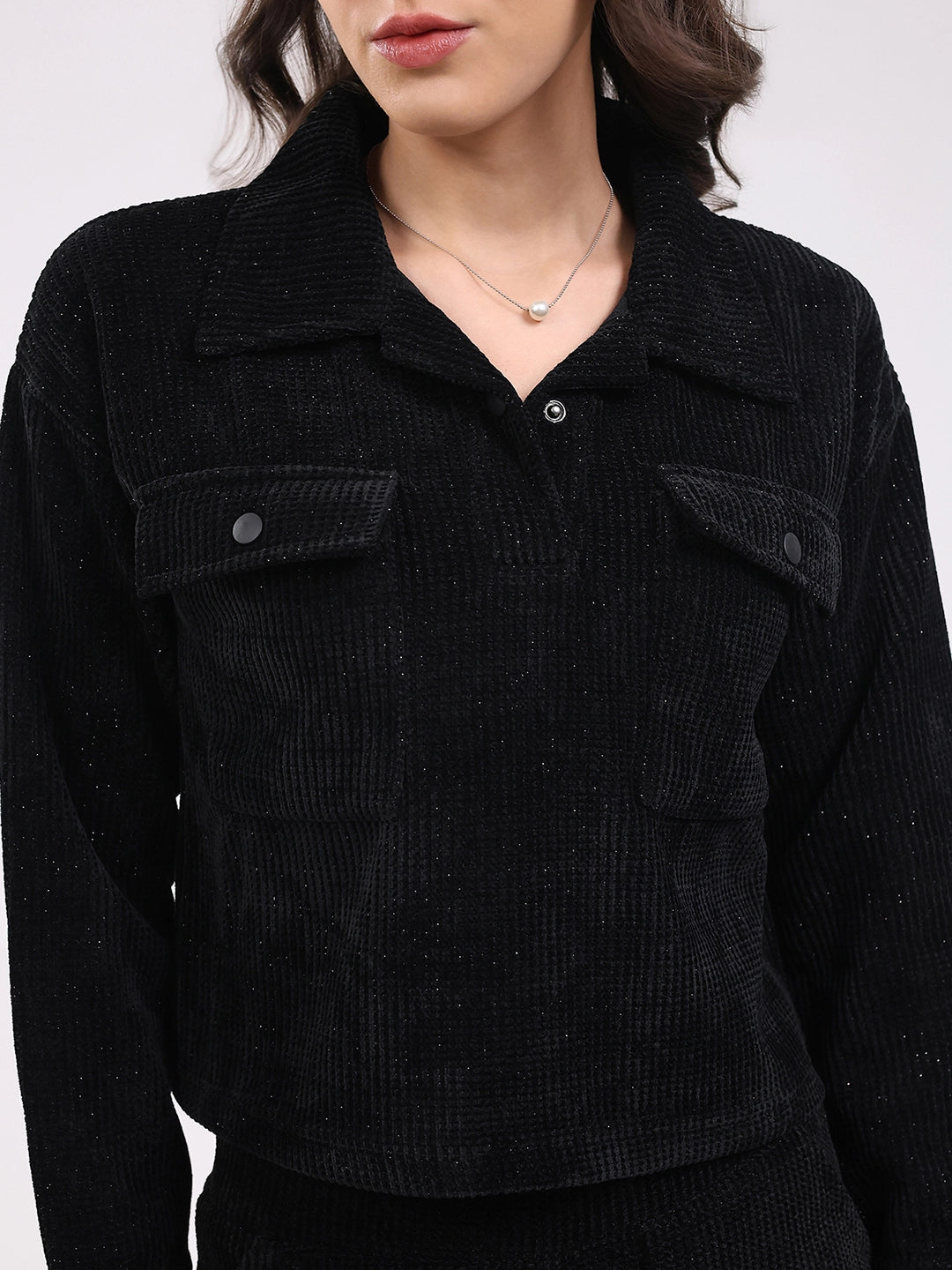 Black Textured Winter Co-ord Set - Global Republic