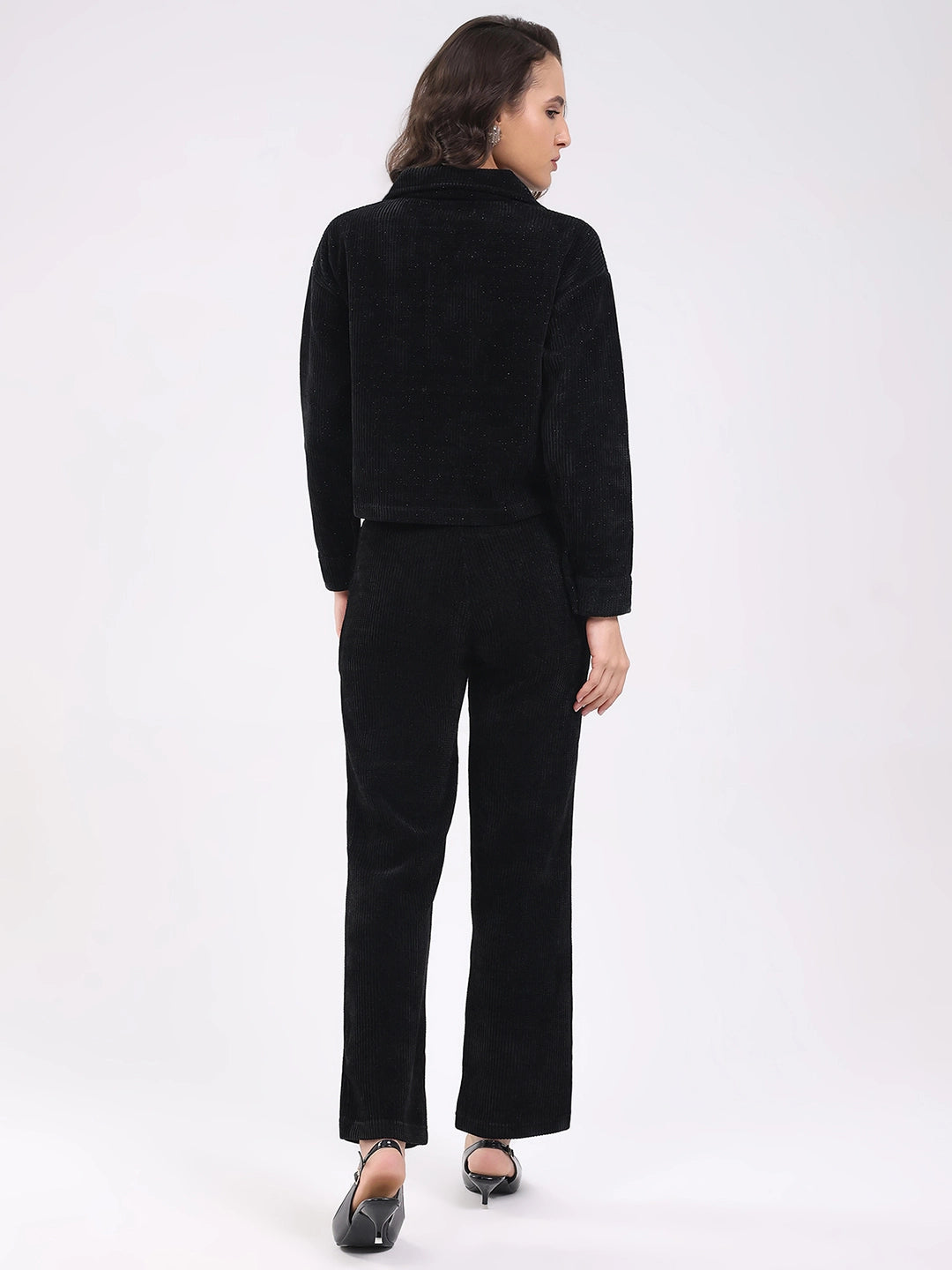 Black Textured Winter Co-ord Set - Global Republic