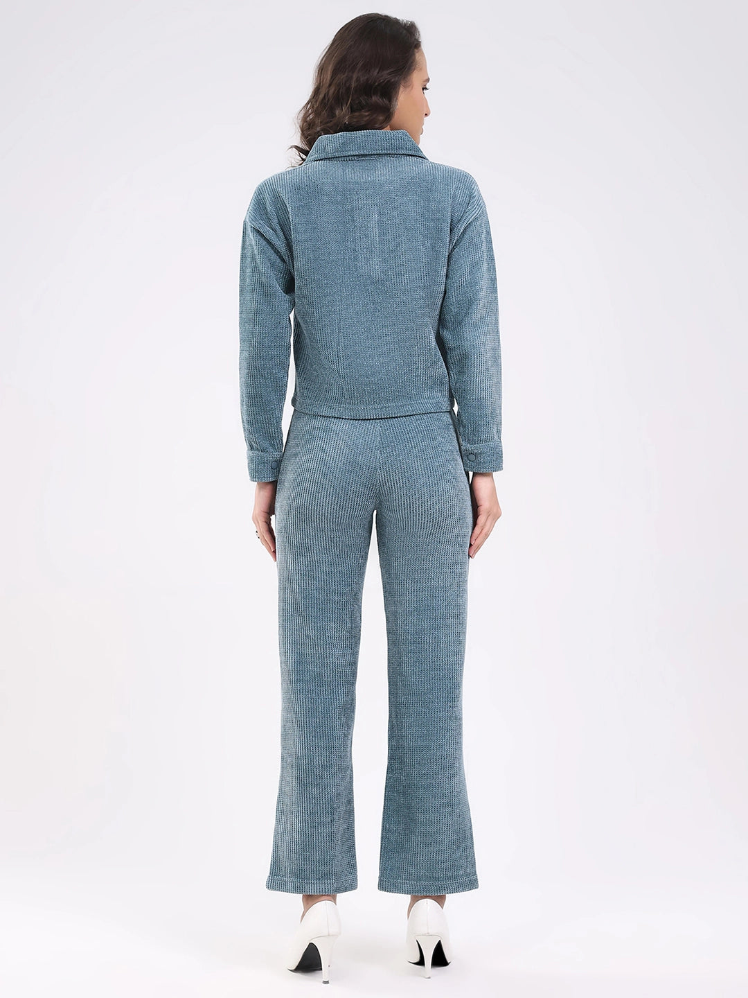 Blue Textured Winter Co-ord Set - Global Republic