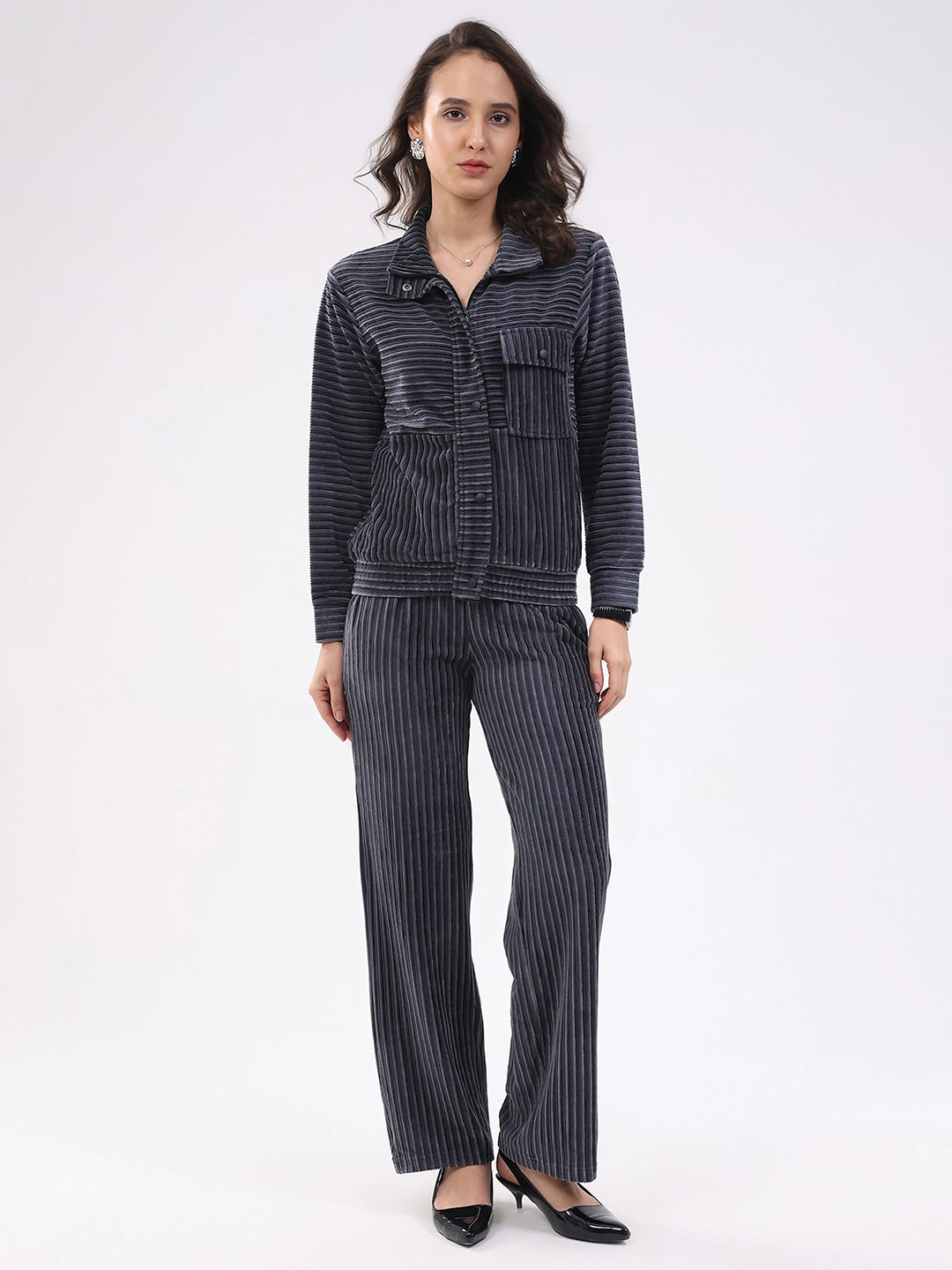 Blue Striped Winter Co-ord Set - Global Republic