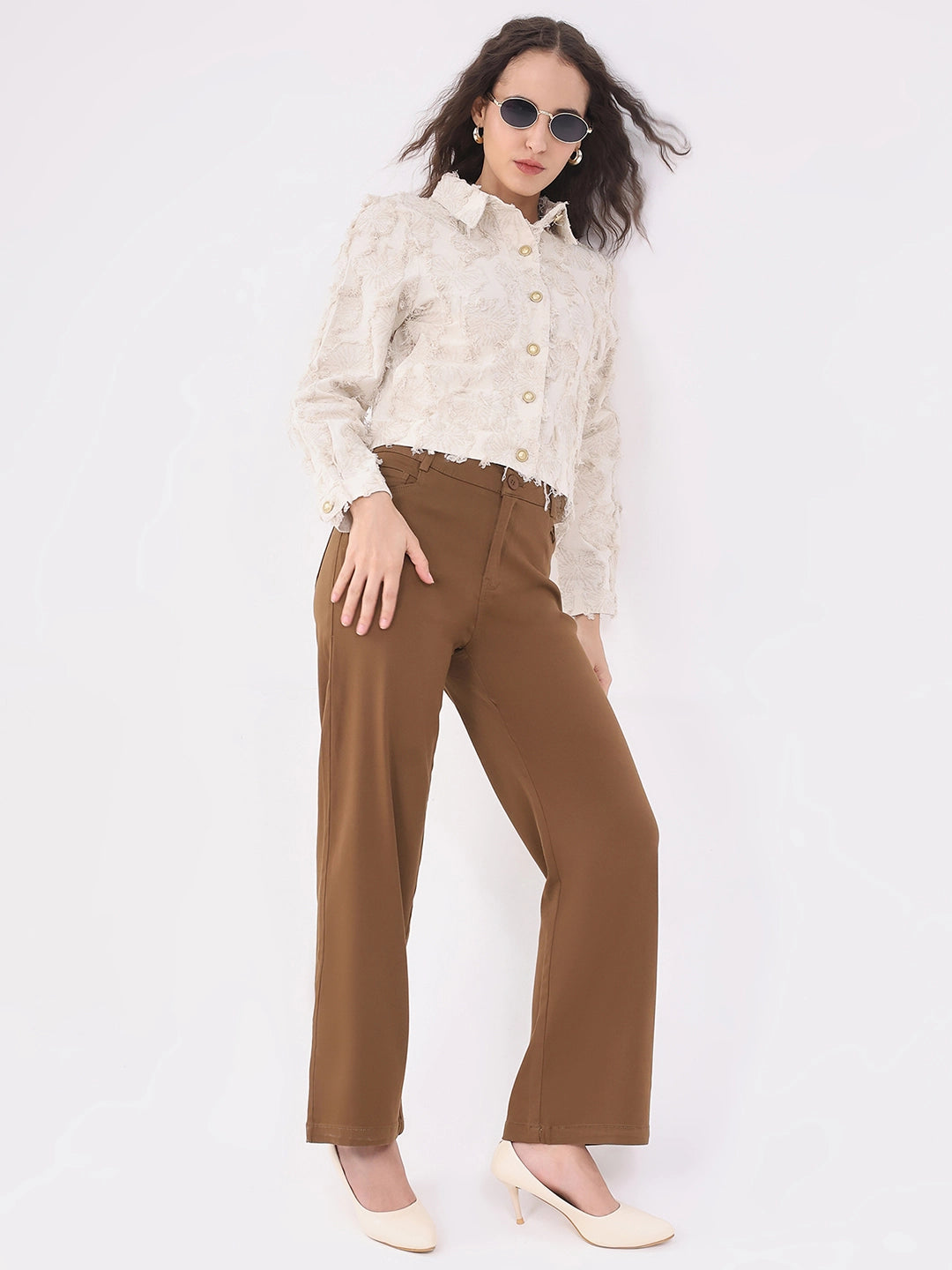 Beige Textured Cotton Shacket - Global Republic