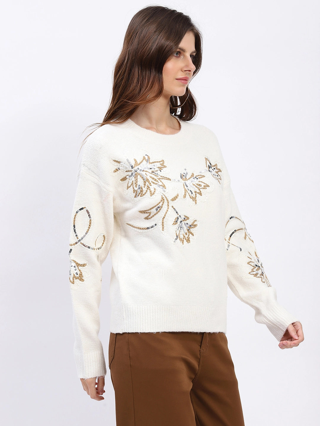 Floral Sequin Embroidered Pullover - Global Republic