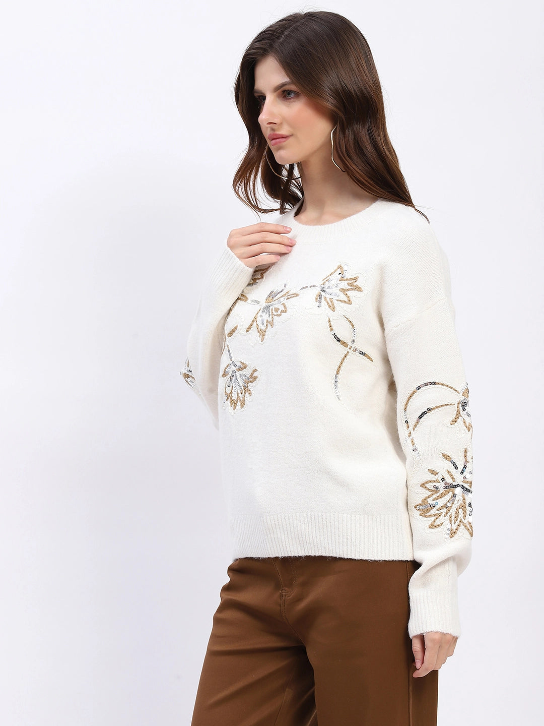 Floral Sequin Embroidered Pullover - Global Republic