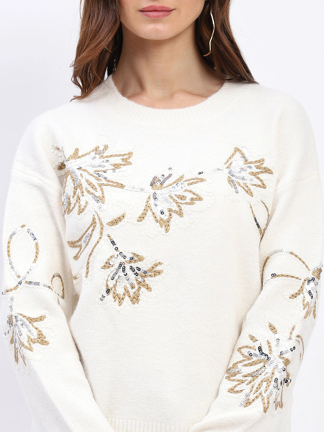 Floral Sequin Embroidered Pullover - Global Republic