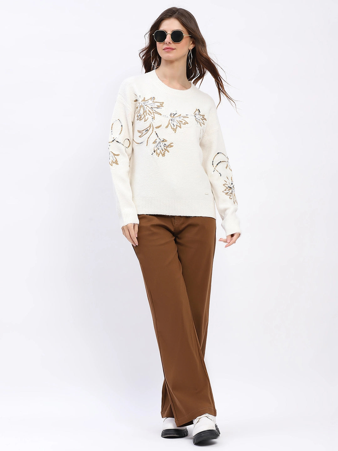Floral Sequin Embroidered Pullover - Global Republic