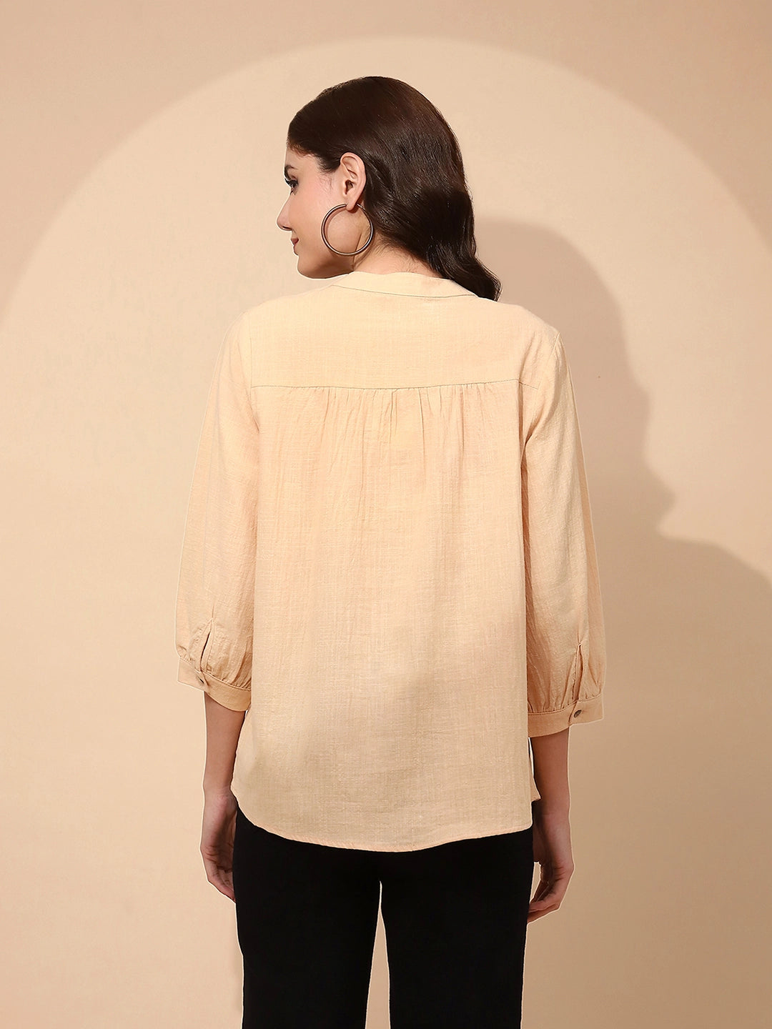 Cotton Regular Fit Beige Top - Global Republic