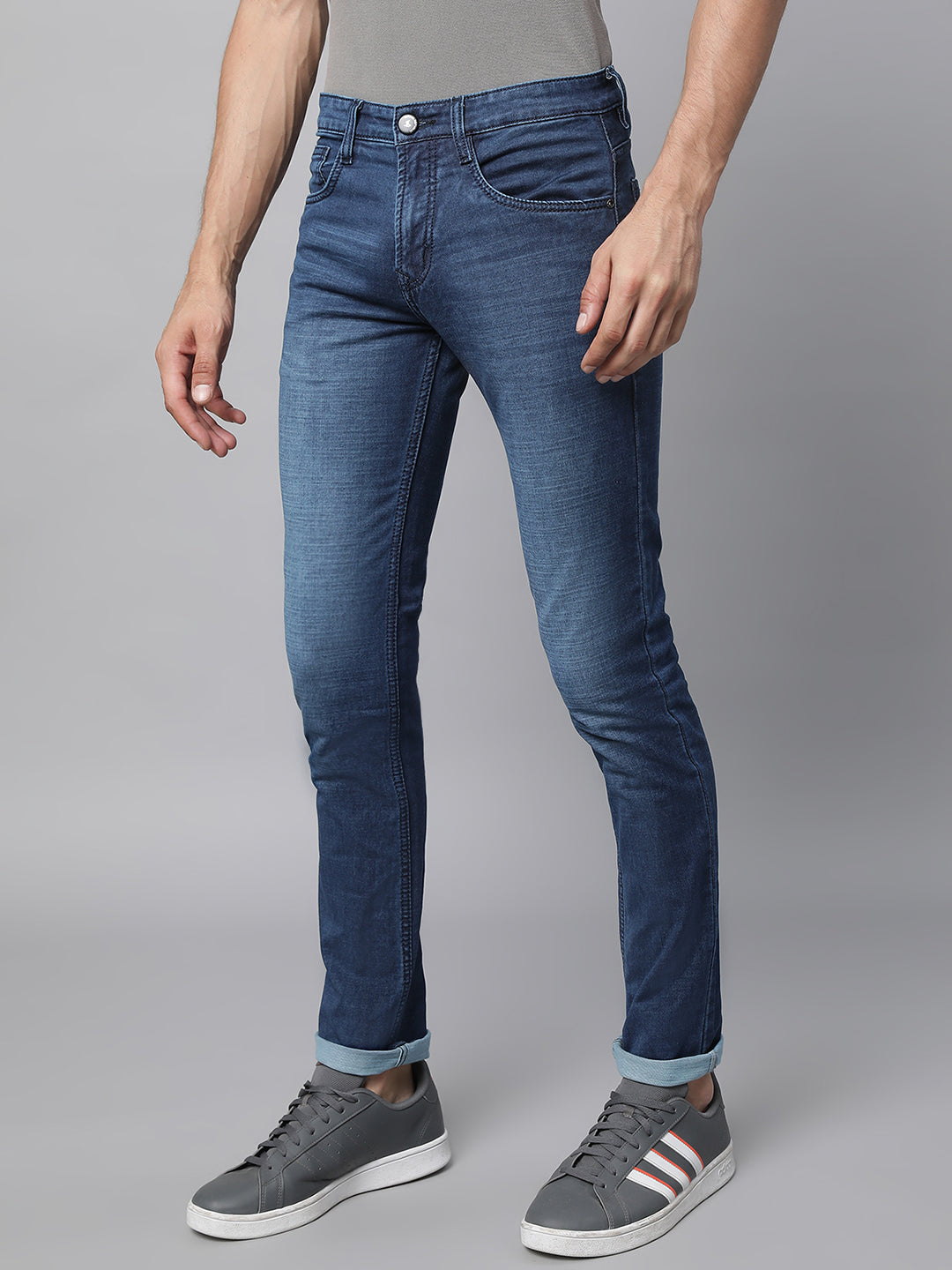 Mens Blue Denim Solid Jeans
