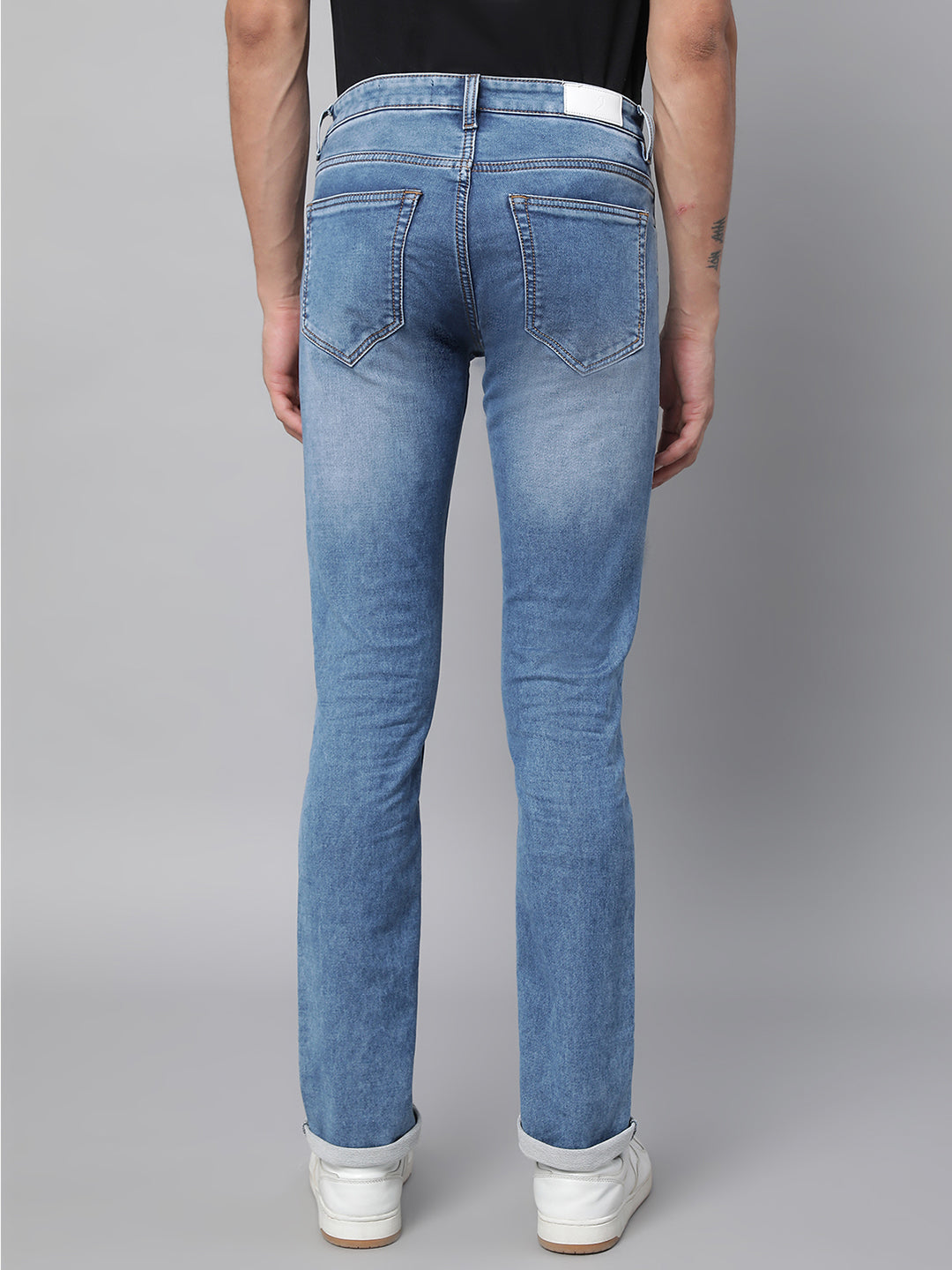 Mens Blue Denim Solid Jeans