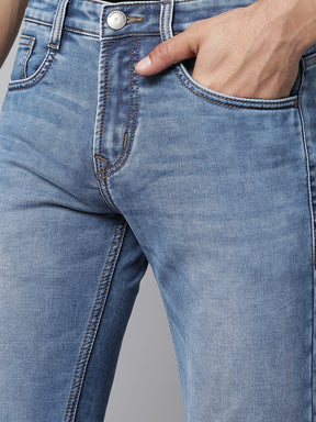 Mens Blue Denim Solid Jeans