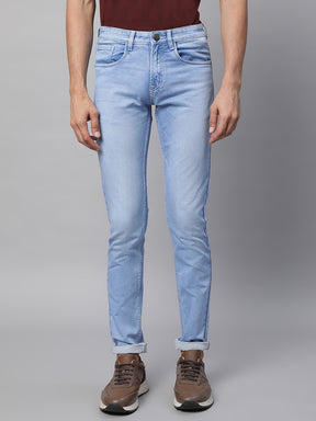 Mens Blue Denim Solid Jeans