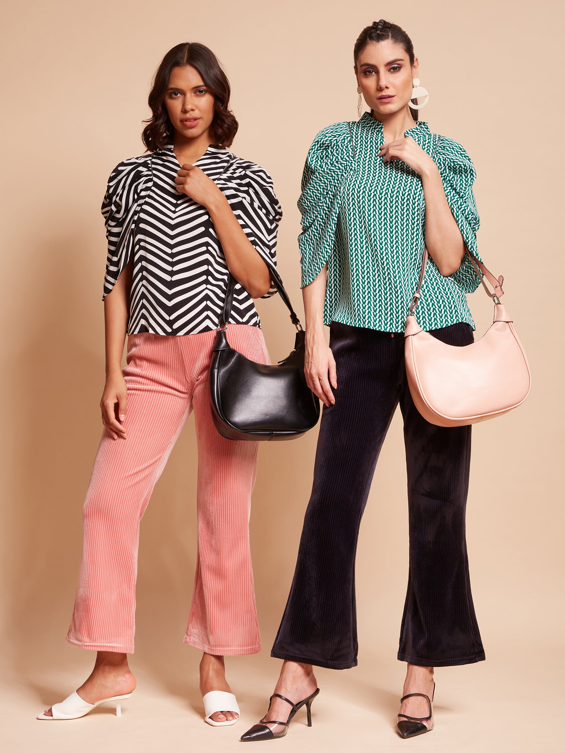 Black Cowl Sleeves Cotton Blend Blouson Top - Global Republic