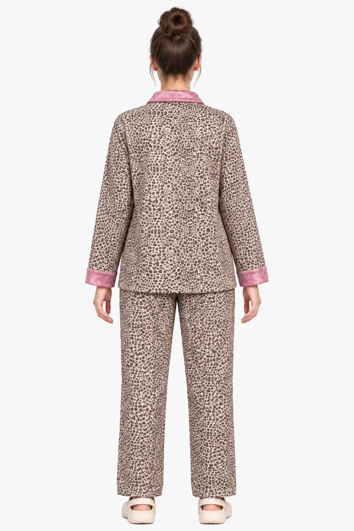 Beige Leopard Print Winter Night Suit-Global Republic