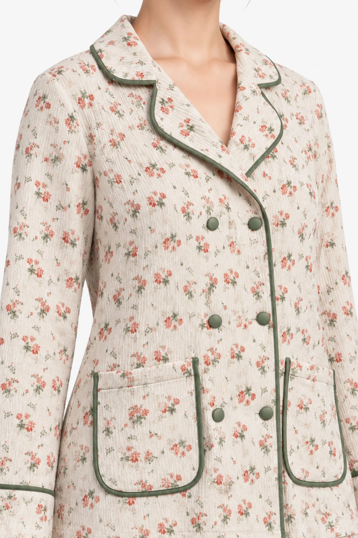 Cream Ditsy Floral Winter Night Suit-Global Republic