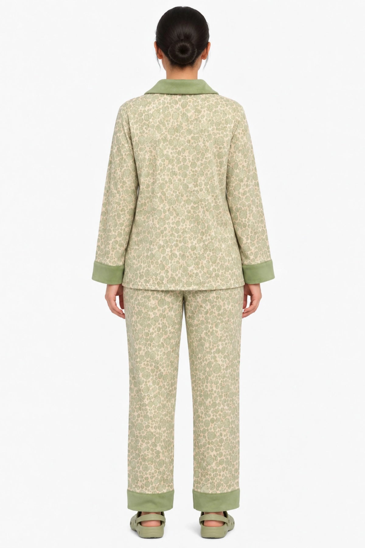 Green Floral Print Winter Night Suit-Global Republic