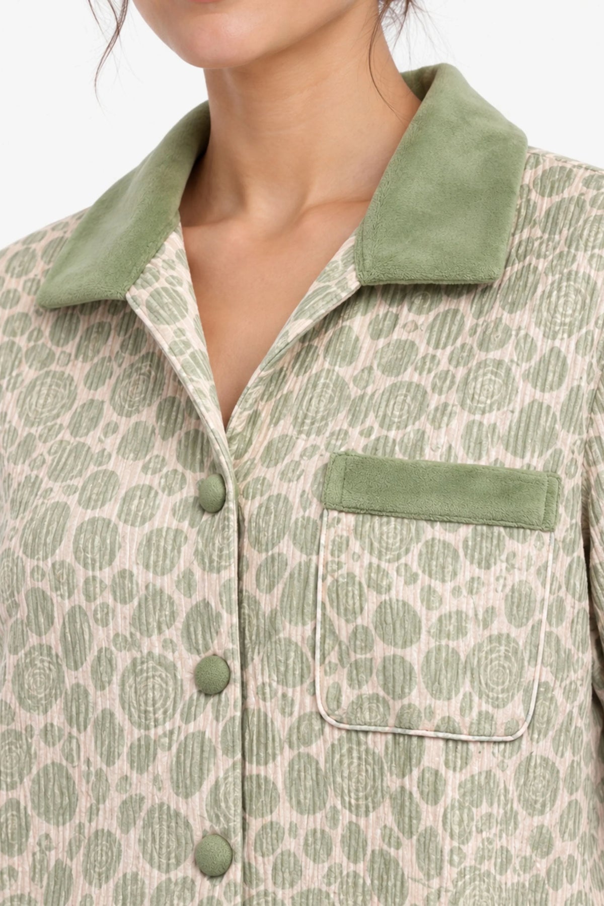 Green Floral Print Winter Night Suit-Global Republic