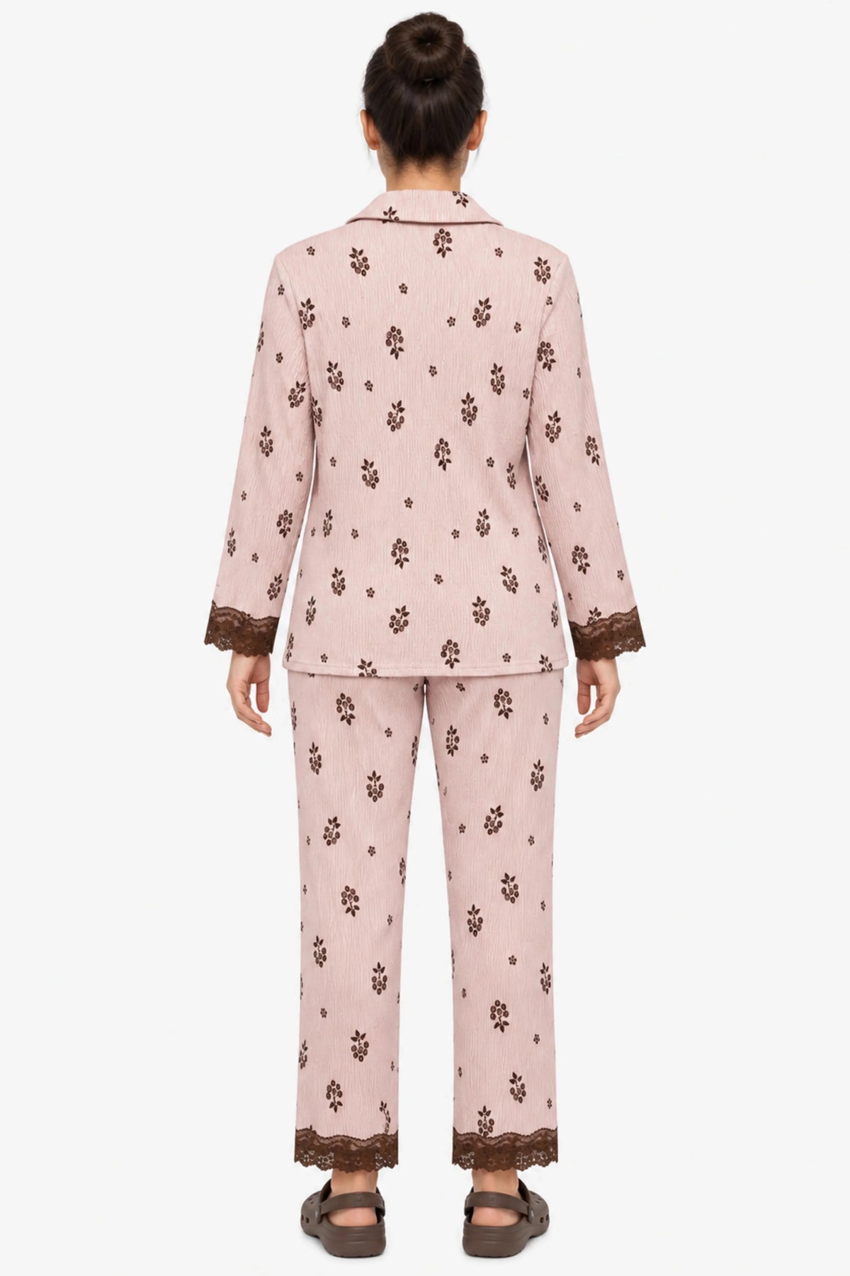 Pink Floral Winter Night Suit-Global Republic