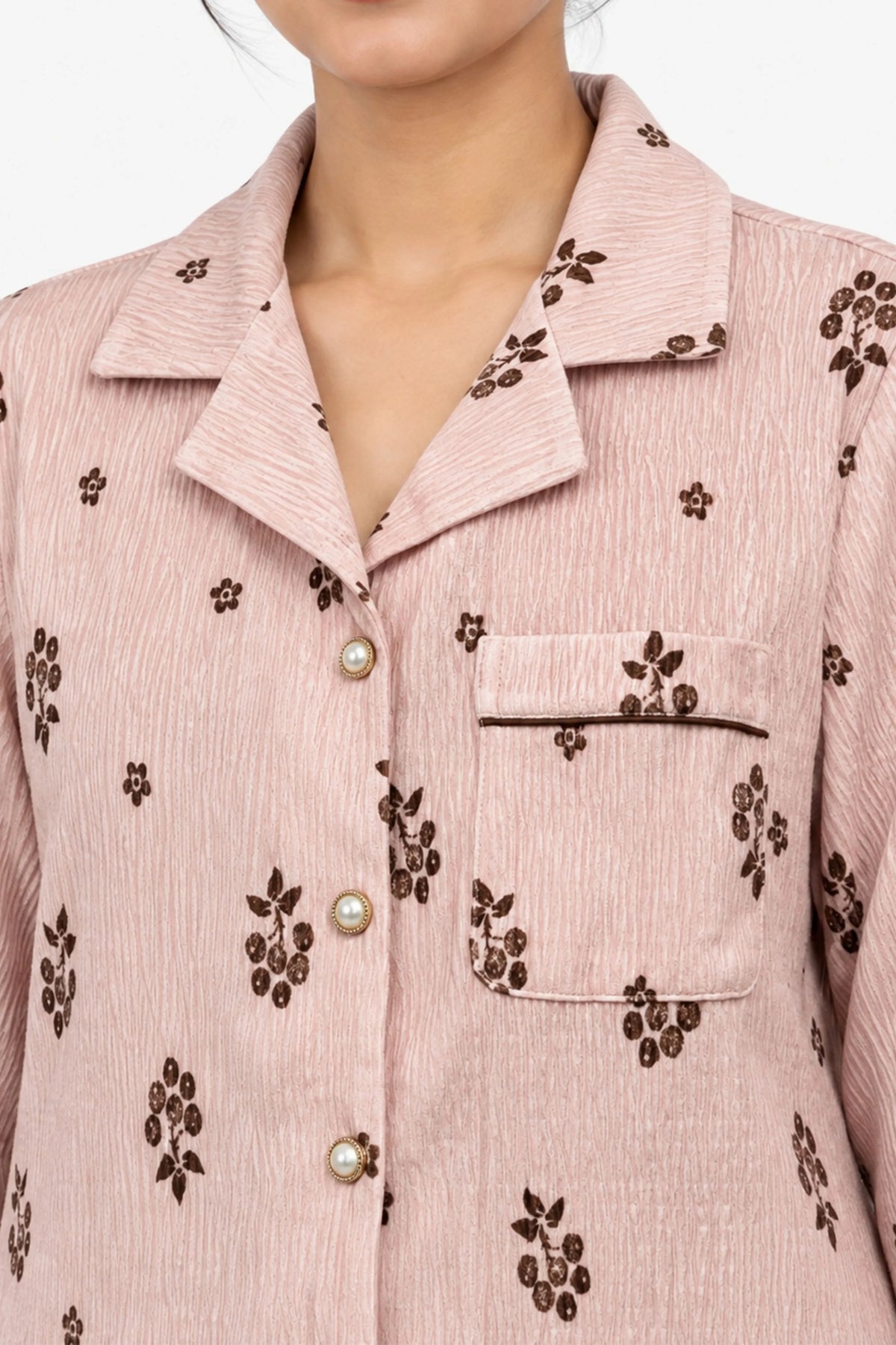 Pink Floral Winter Night Suit-Global Republic