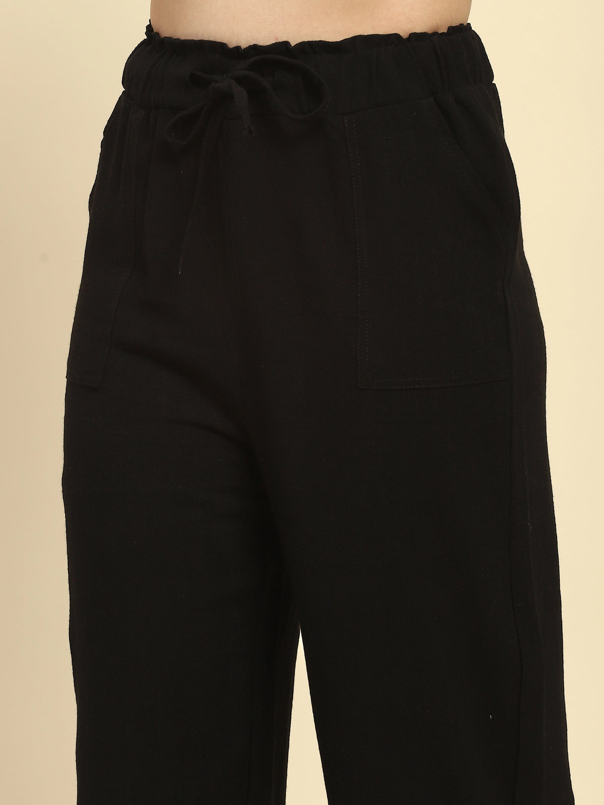 Black Ankle Length Cotton Lower
