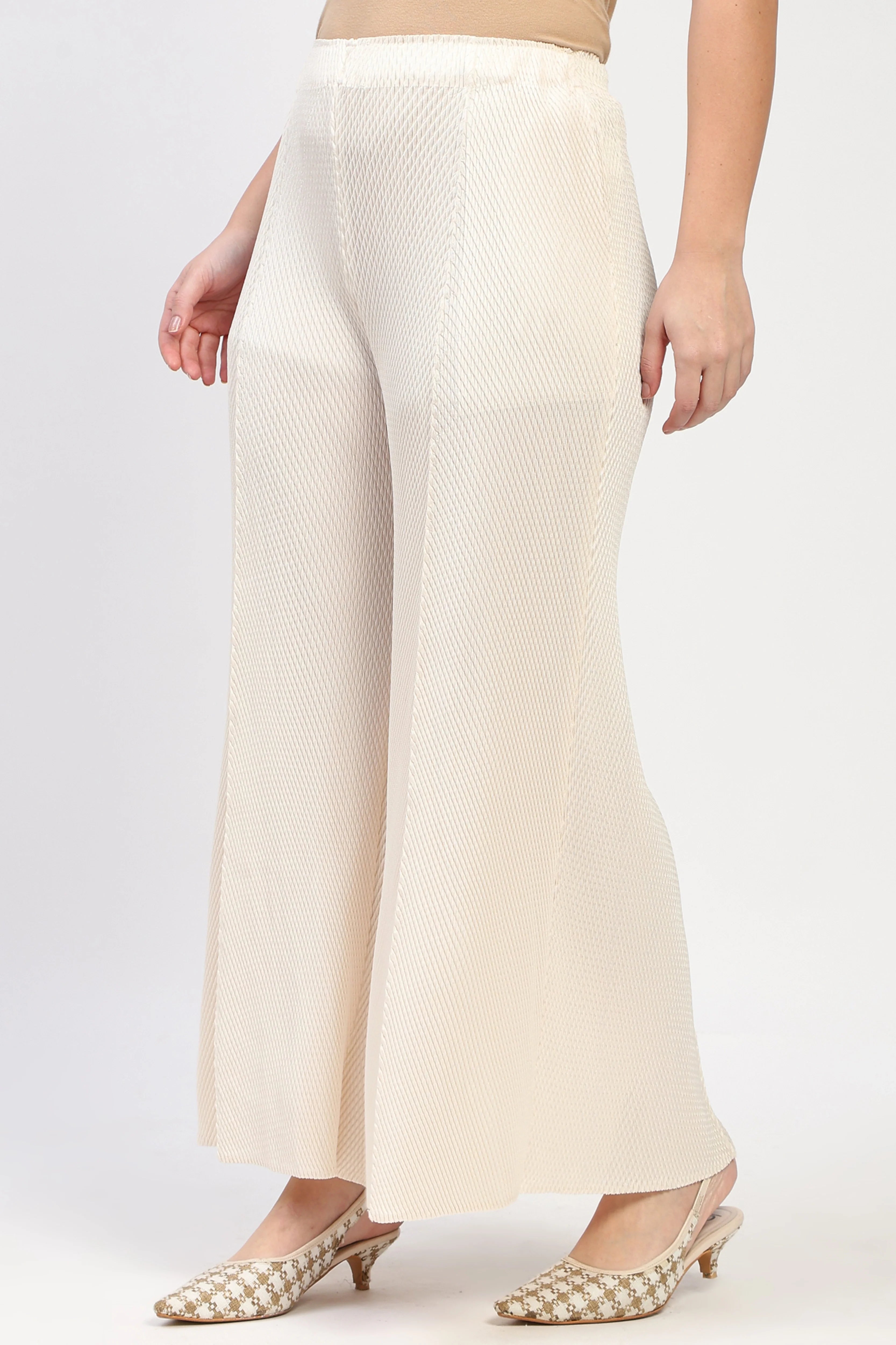Cream Pleated Co-ord Set