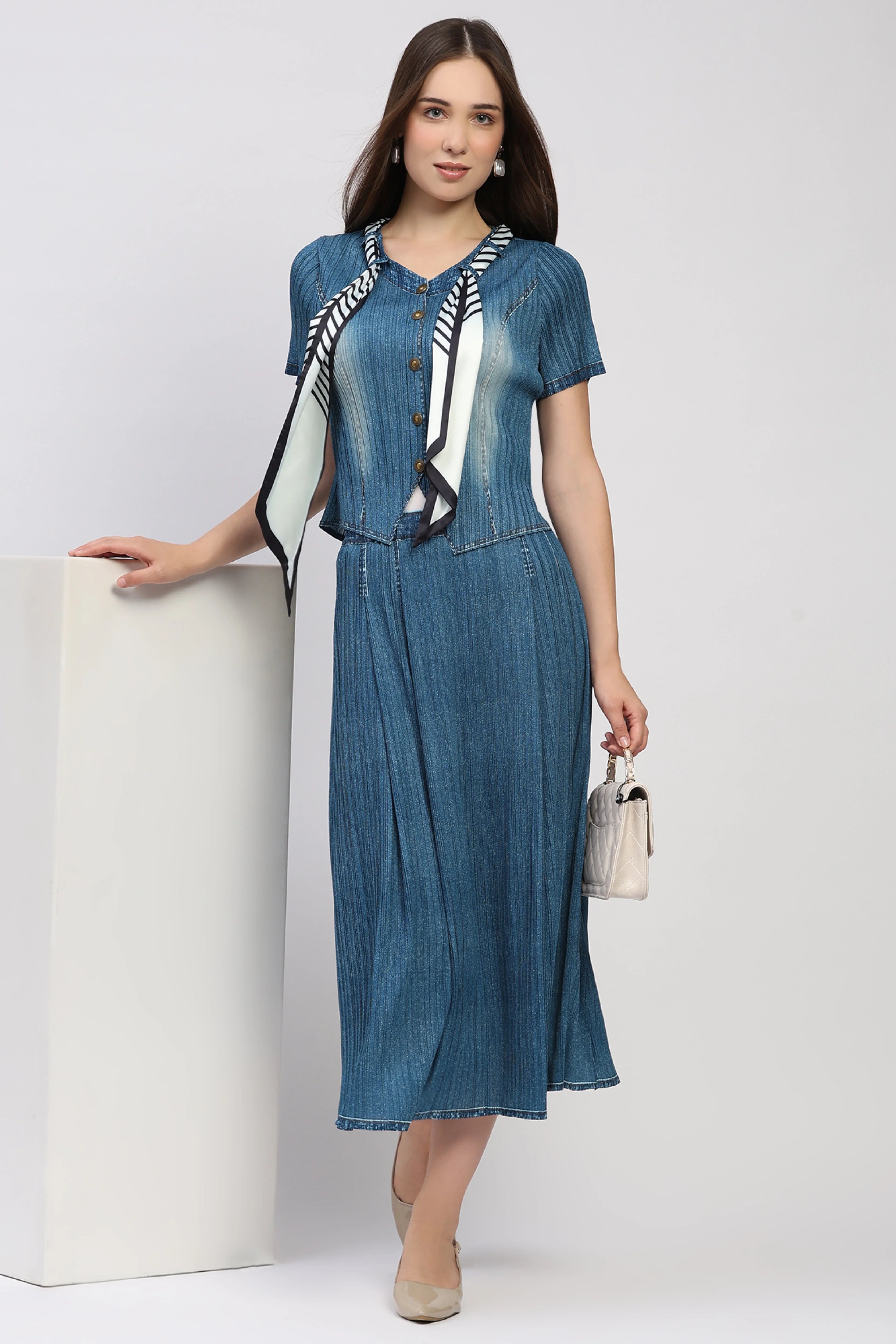 Pleated Scarf Detail Co-ord Set