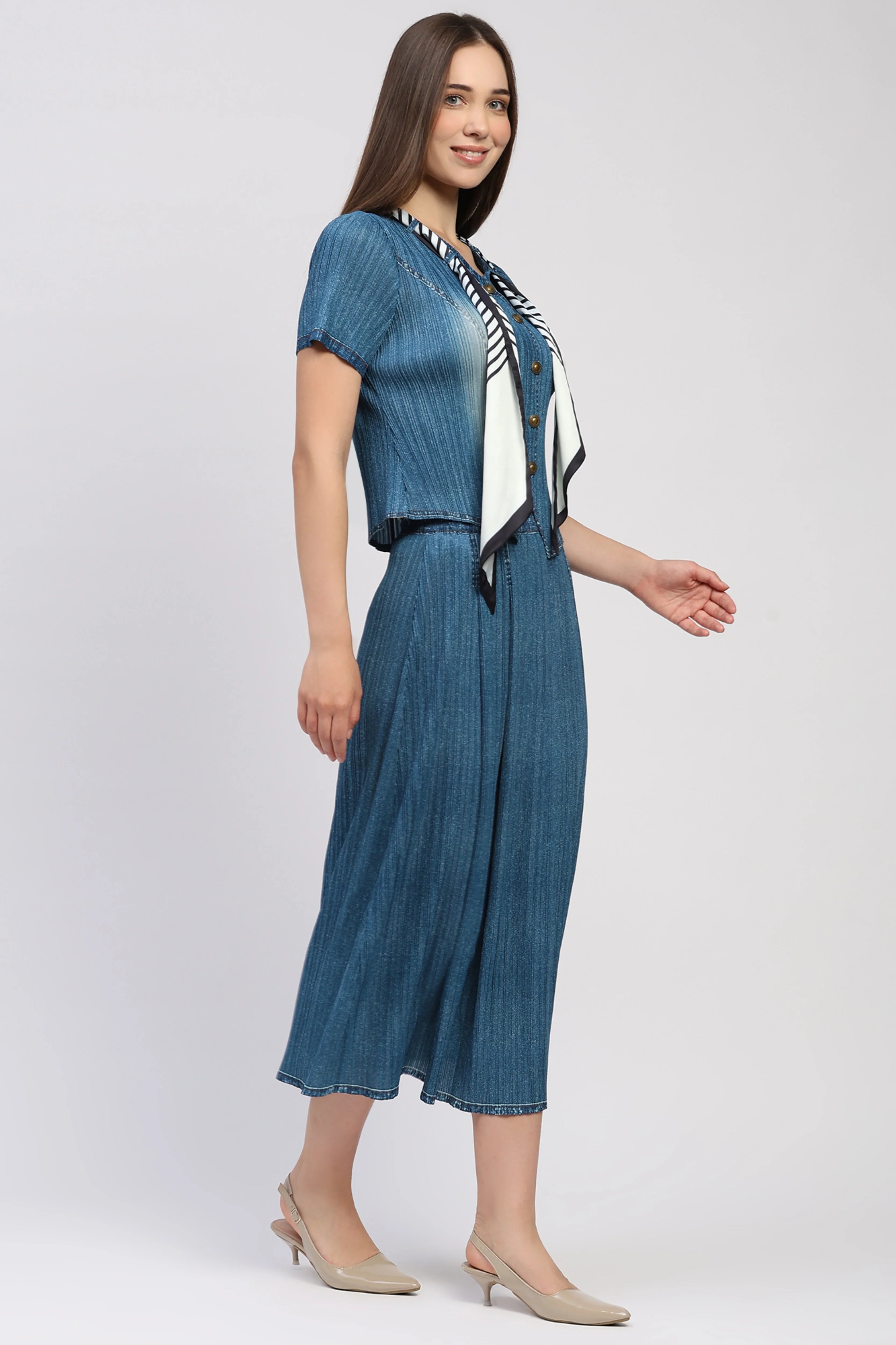 Pleated Scarf Detail Co-ord Set