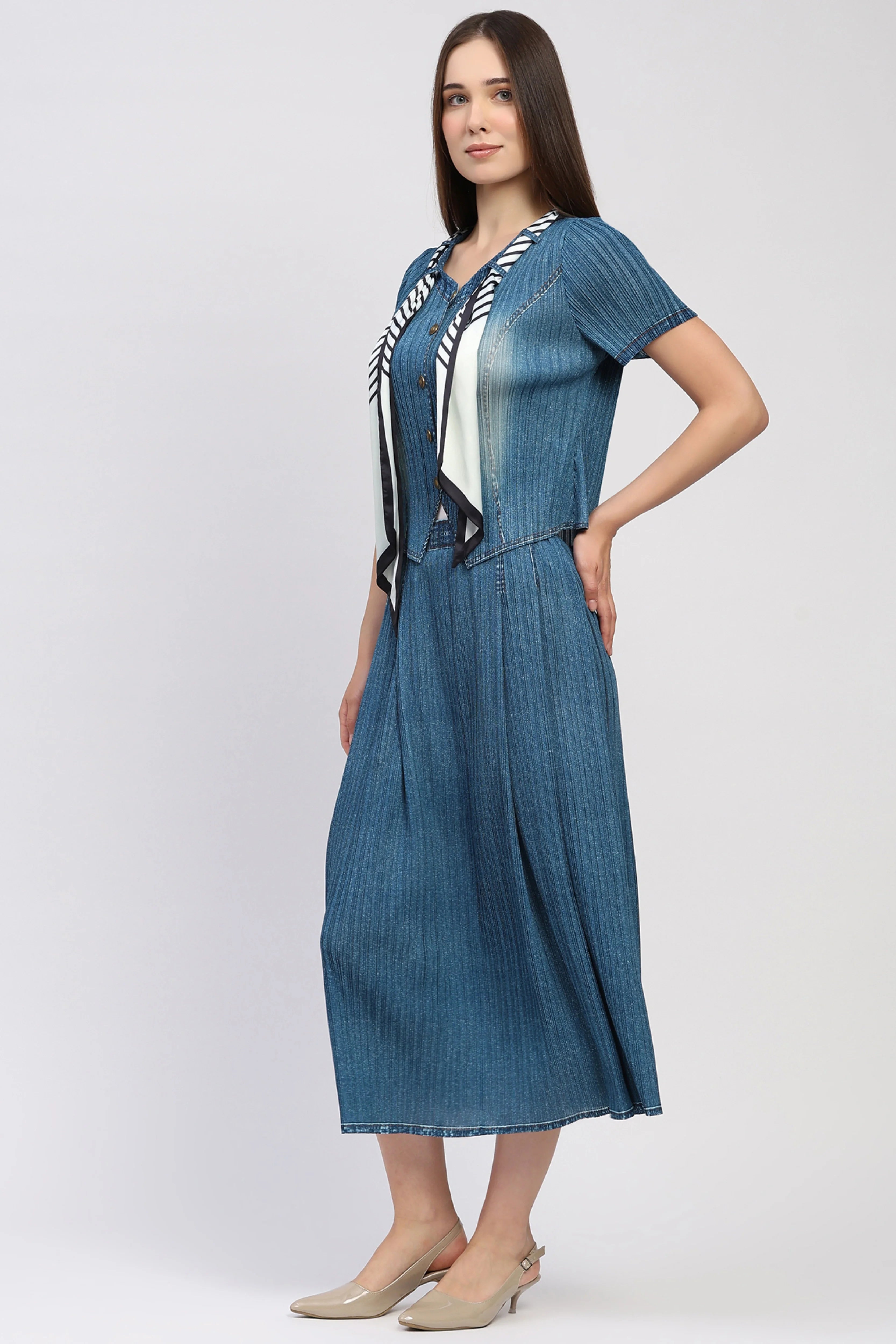 Pleated Scarf Detail Co-ord Set