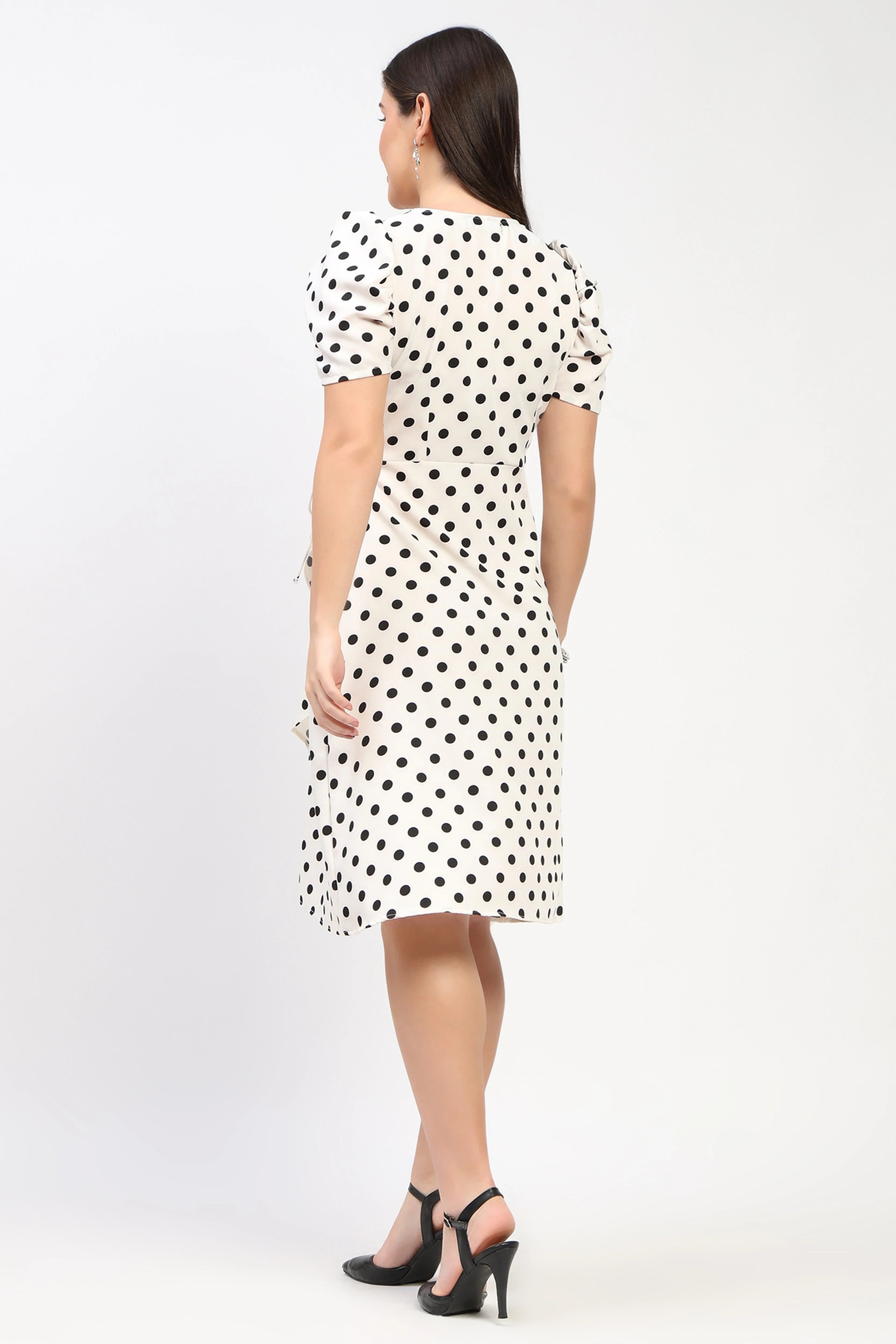 Polka Dot Fit & Flare Dress-Global Republic