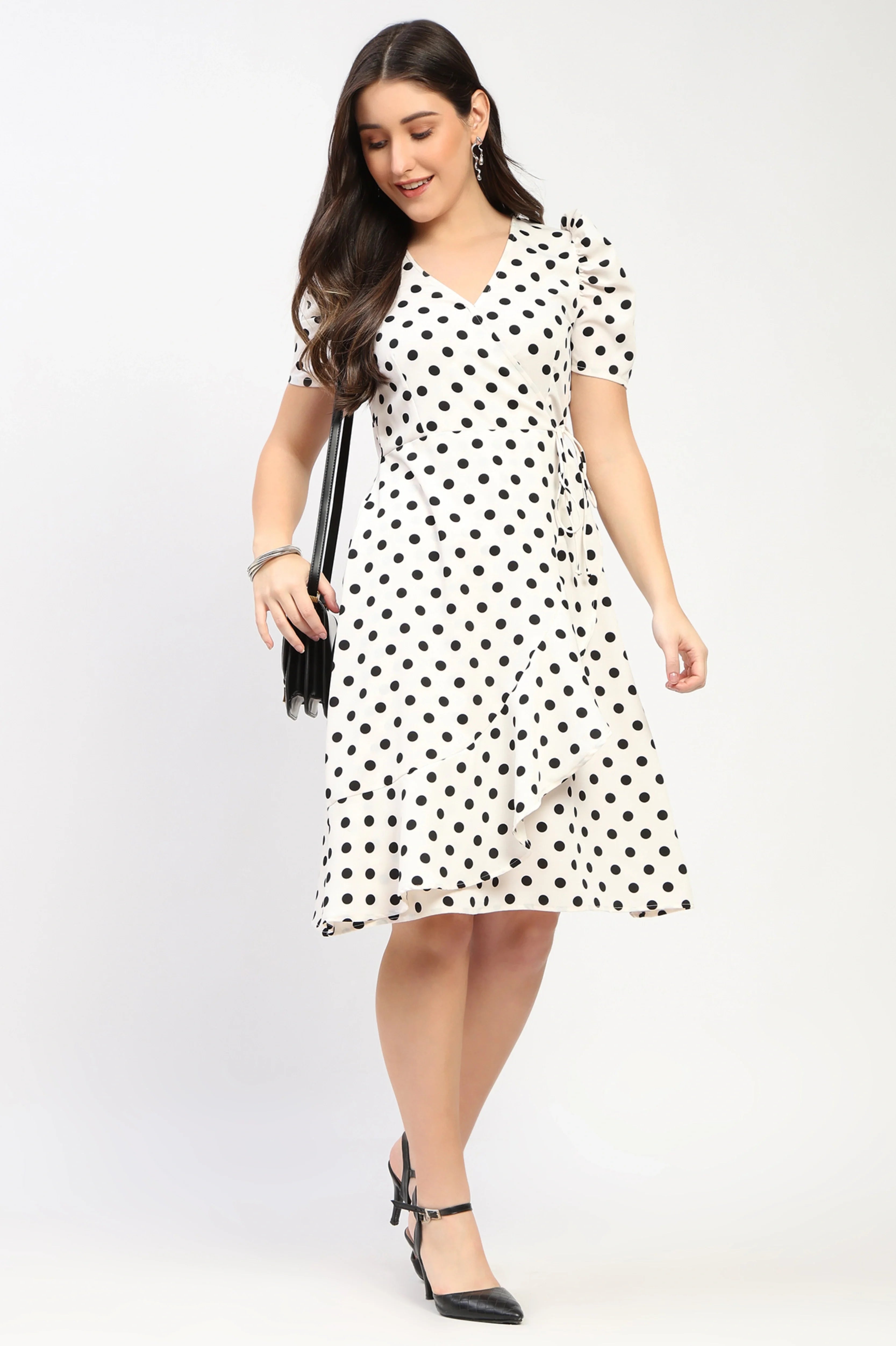 Polka Dot Fit & Flare Dress-Global Republic