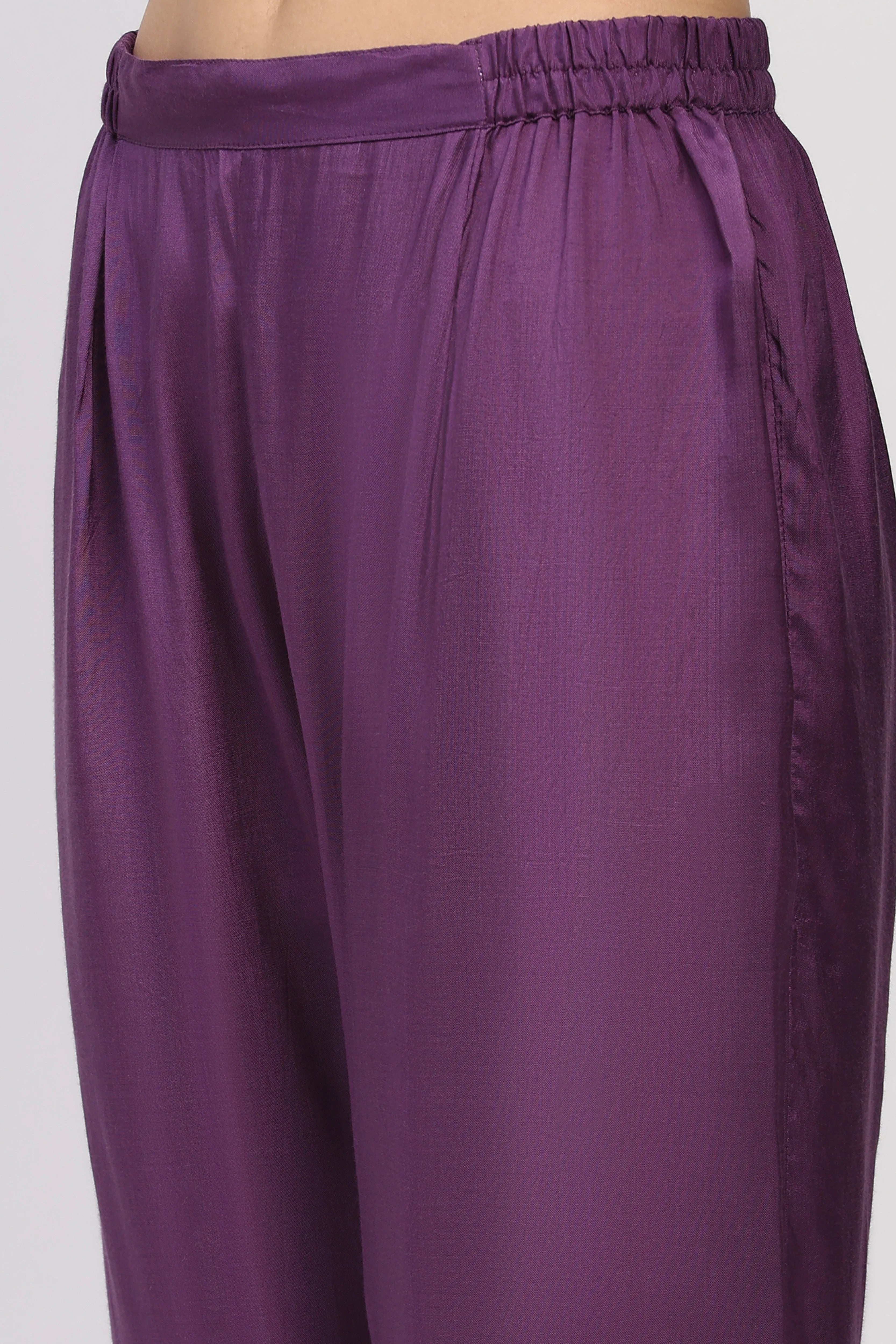 Purple Beaded Organza Suit Set