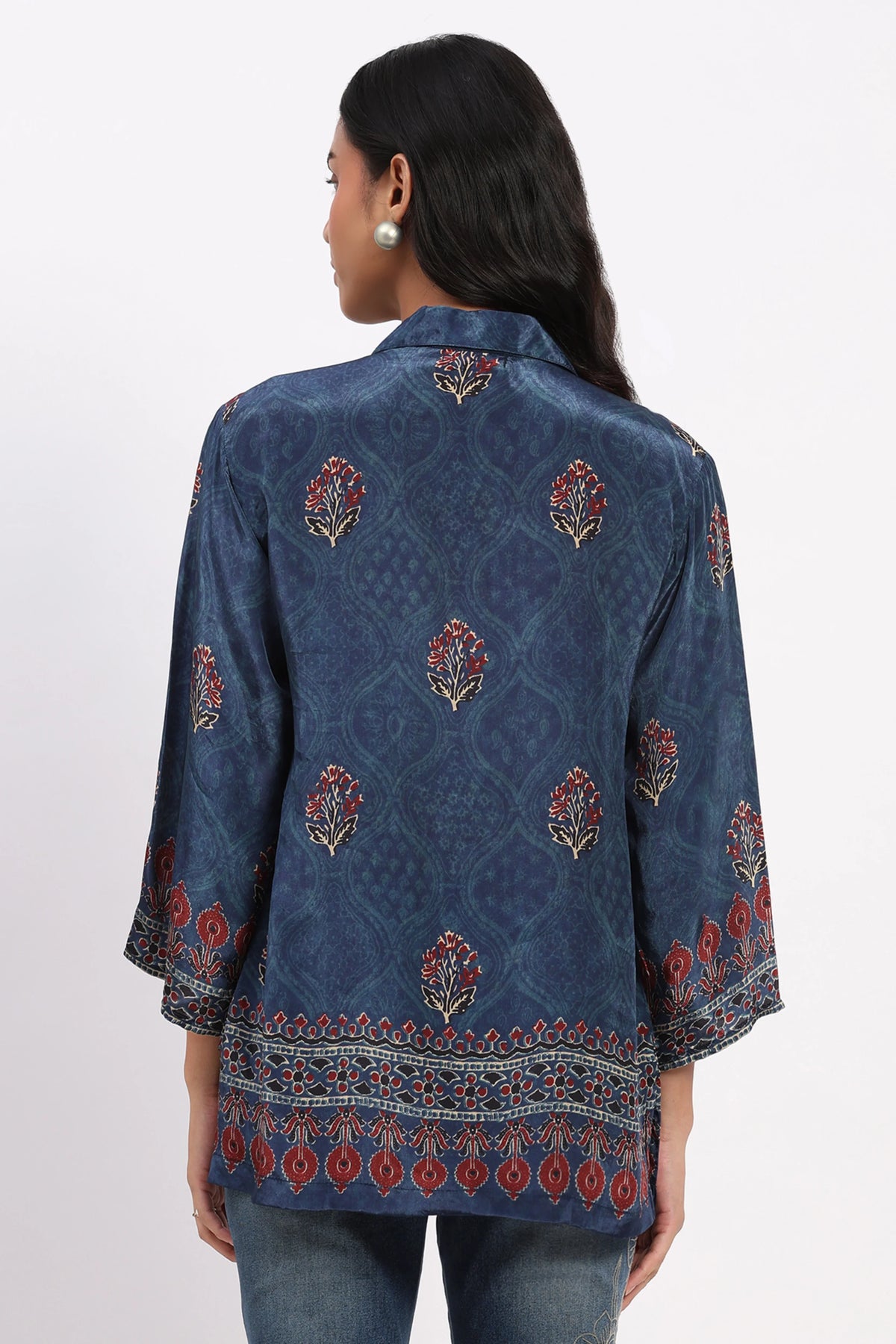 Blue Floral Ethnic Top-Global Republic