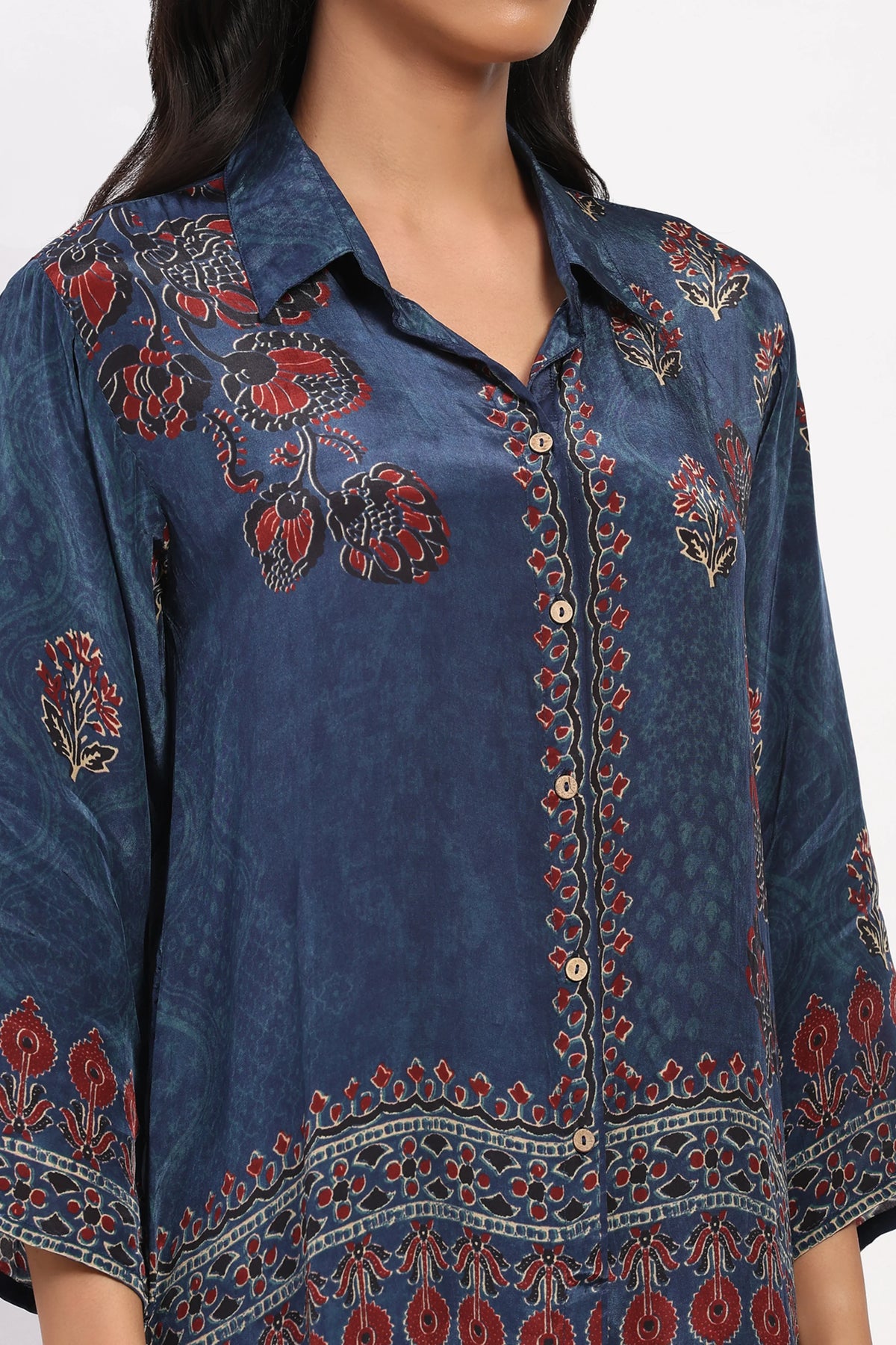 Blue Floral Ethnic Top-Global Republic