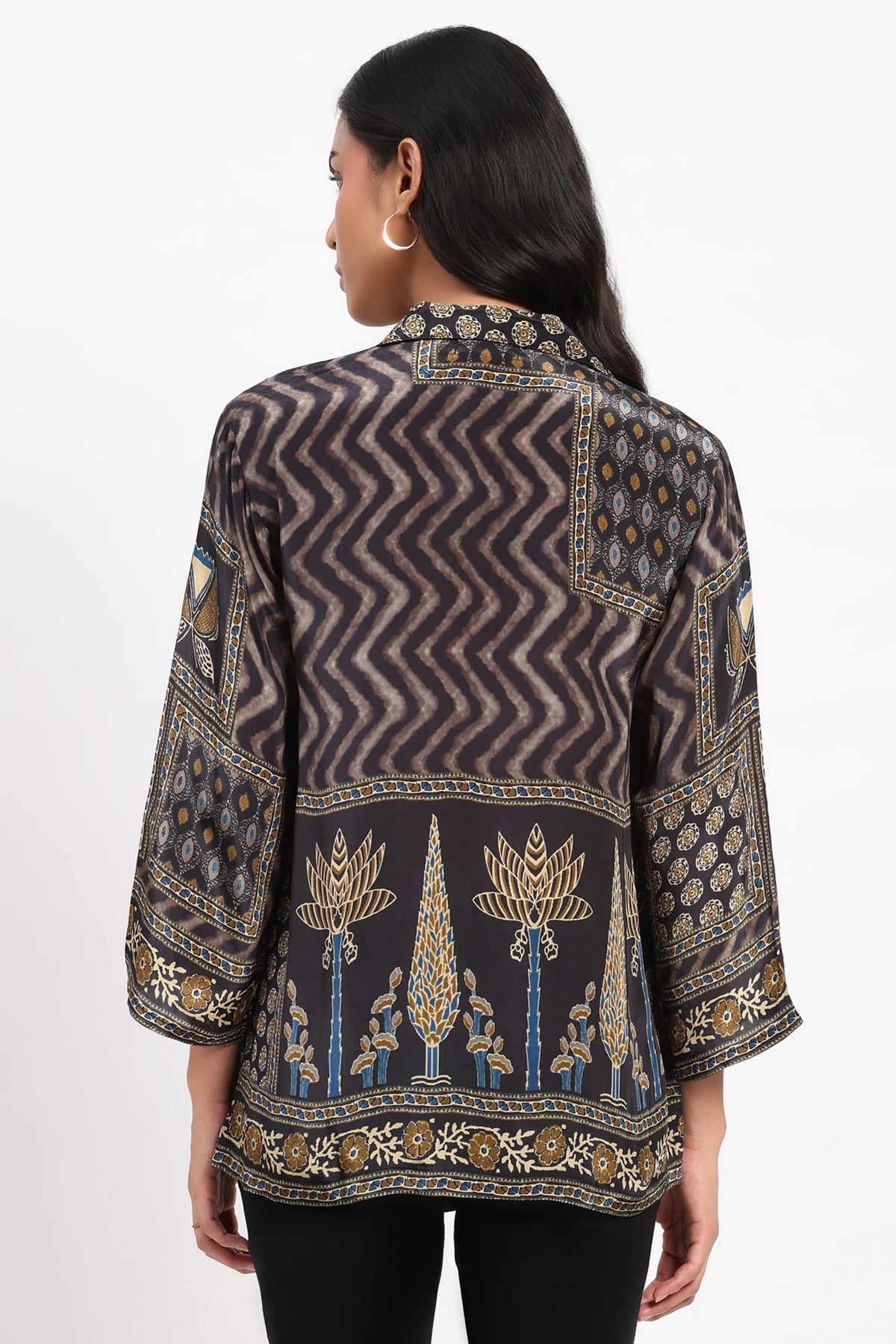 Black Printed Ethnic Top-Global Republic