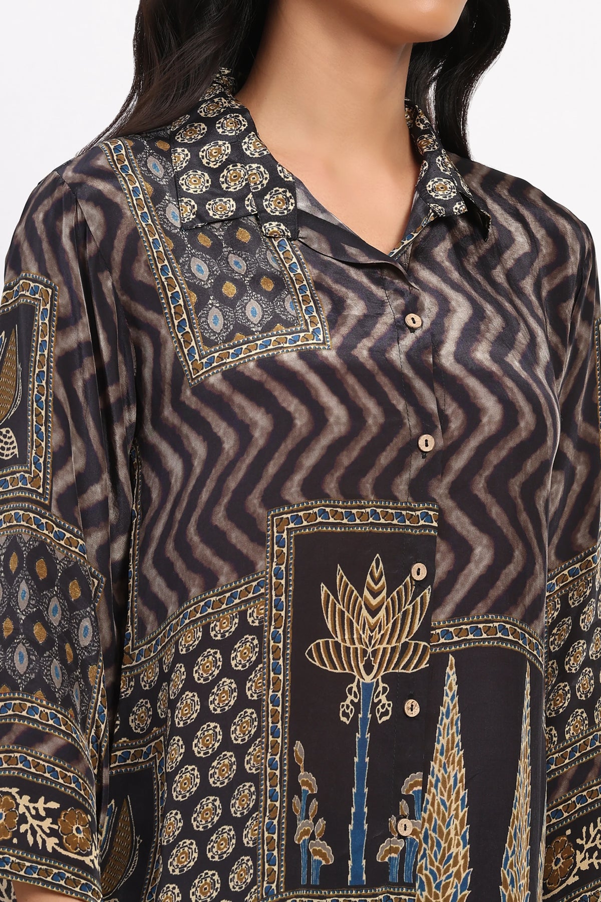Black Printed Ethnic Top-Global Republic