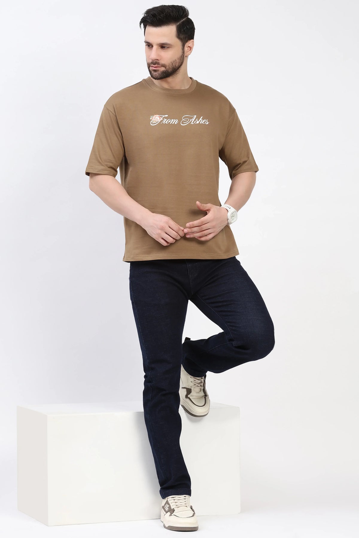 Brown Graphic Oversized T-Shirt-Global Republic