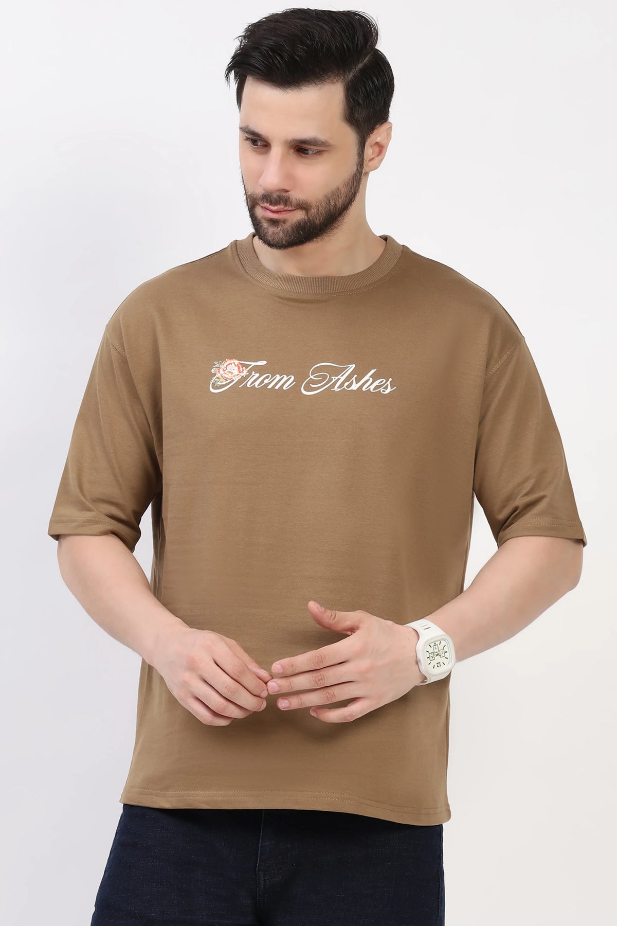 Brown Graphic Oversized T-Shirt-Global Republic