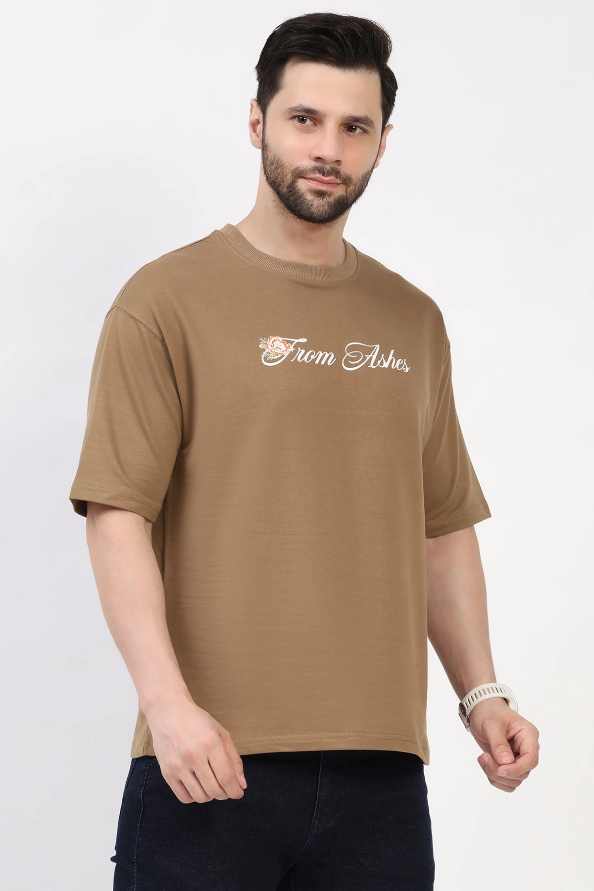 Brown Graphic Oversized T-Shirt-Global Republic