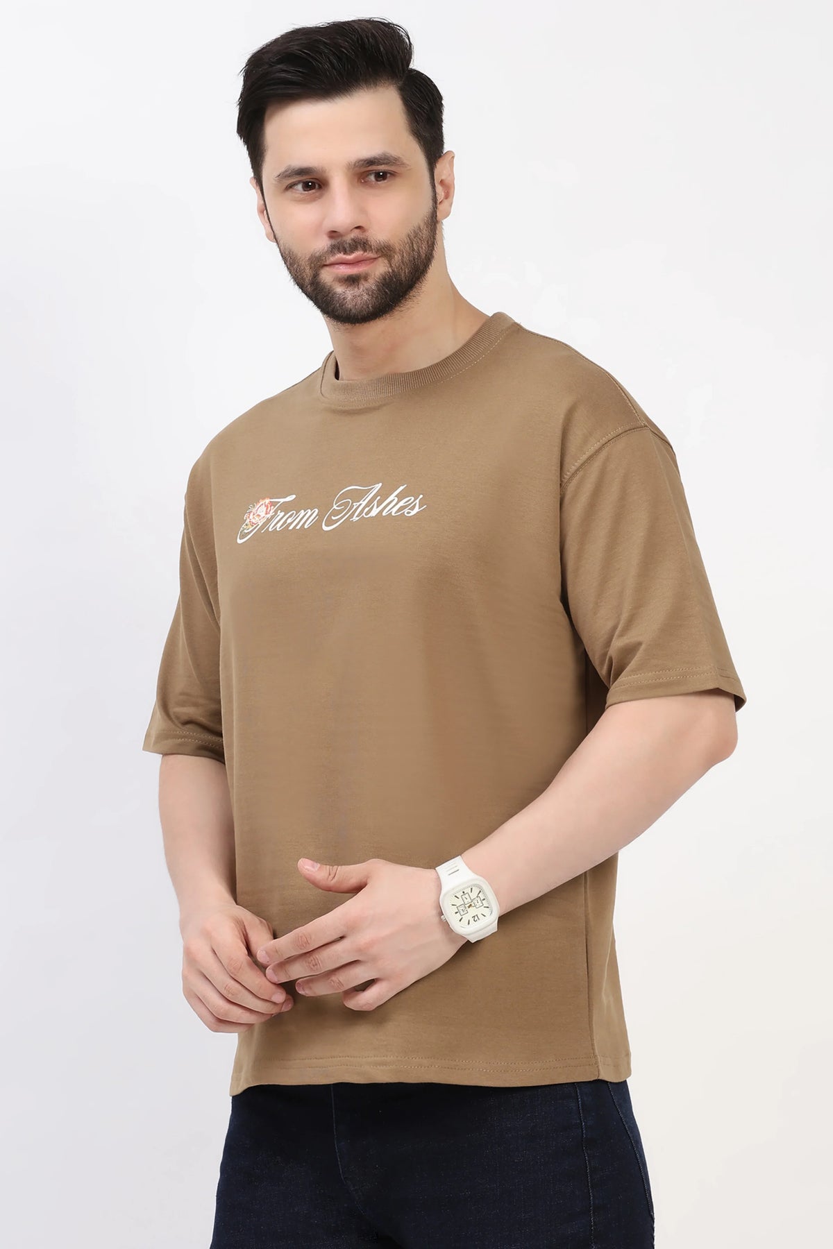 Brown Graphic Oversized T-Shirt-Global Republic