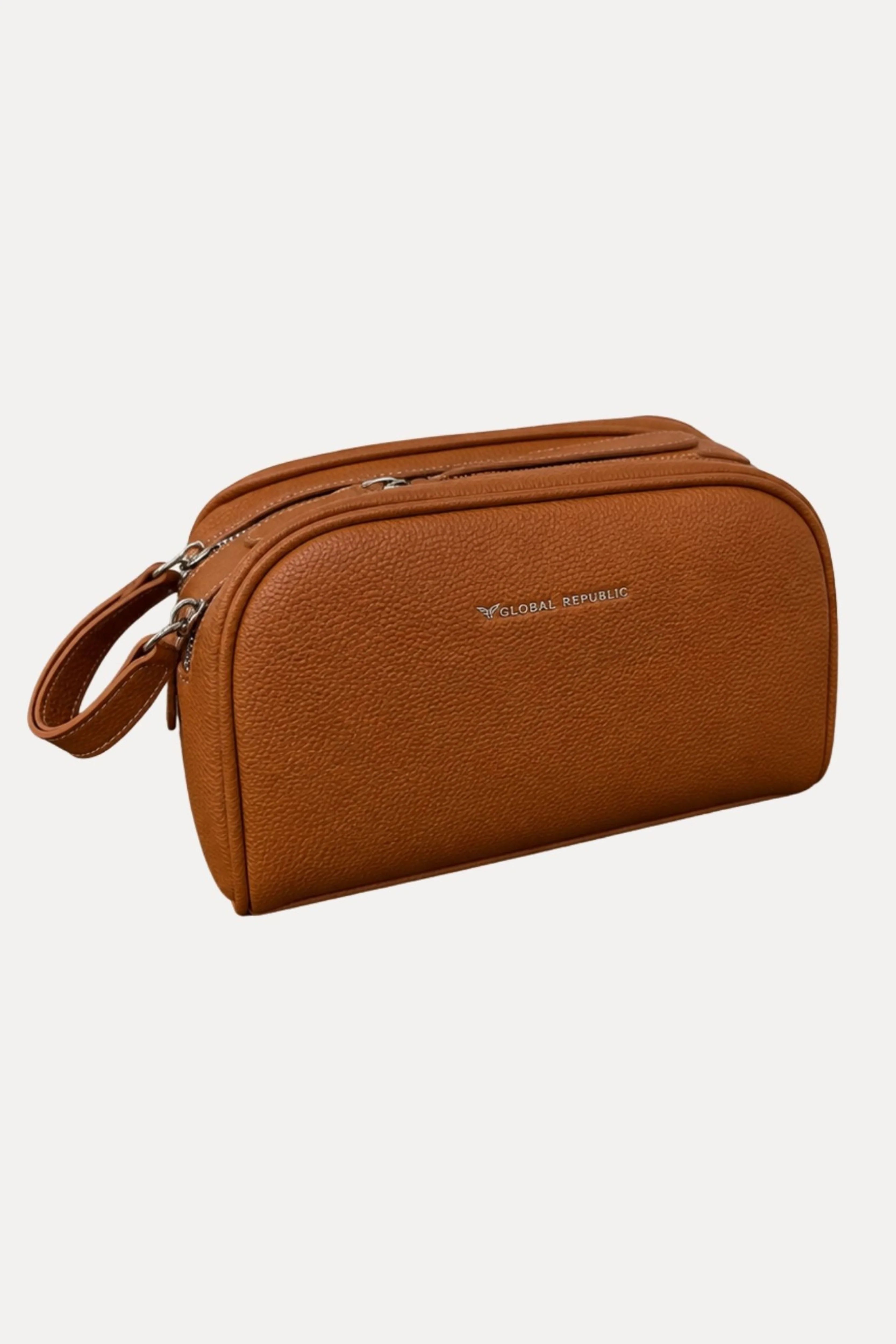 Tan PU Utility Kit Bag-Global Republic