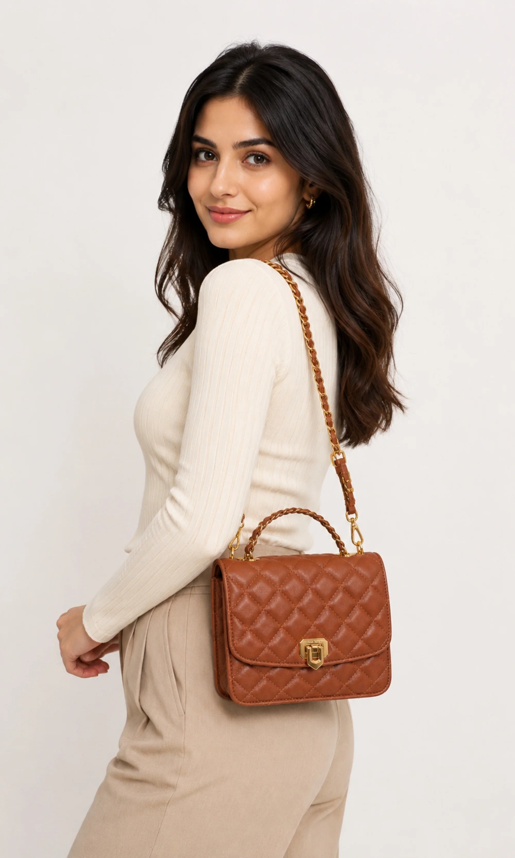 Pink Quilted Sling Bag-Global Republic