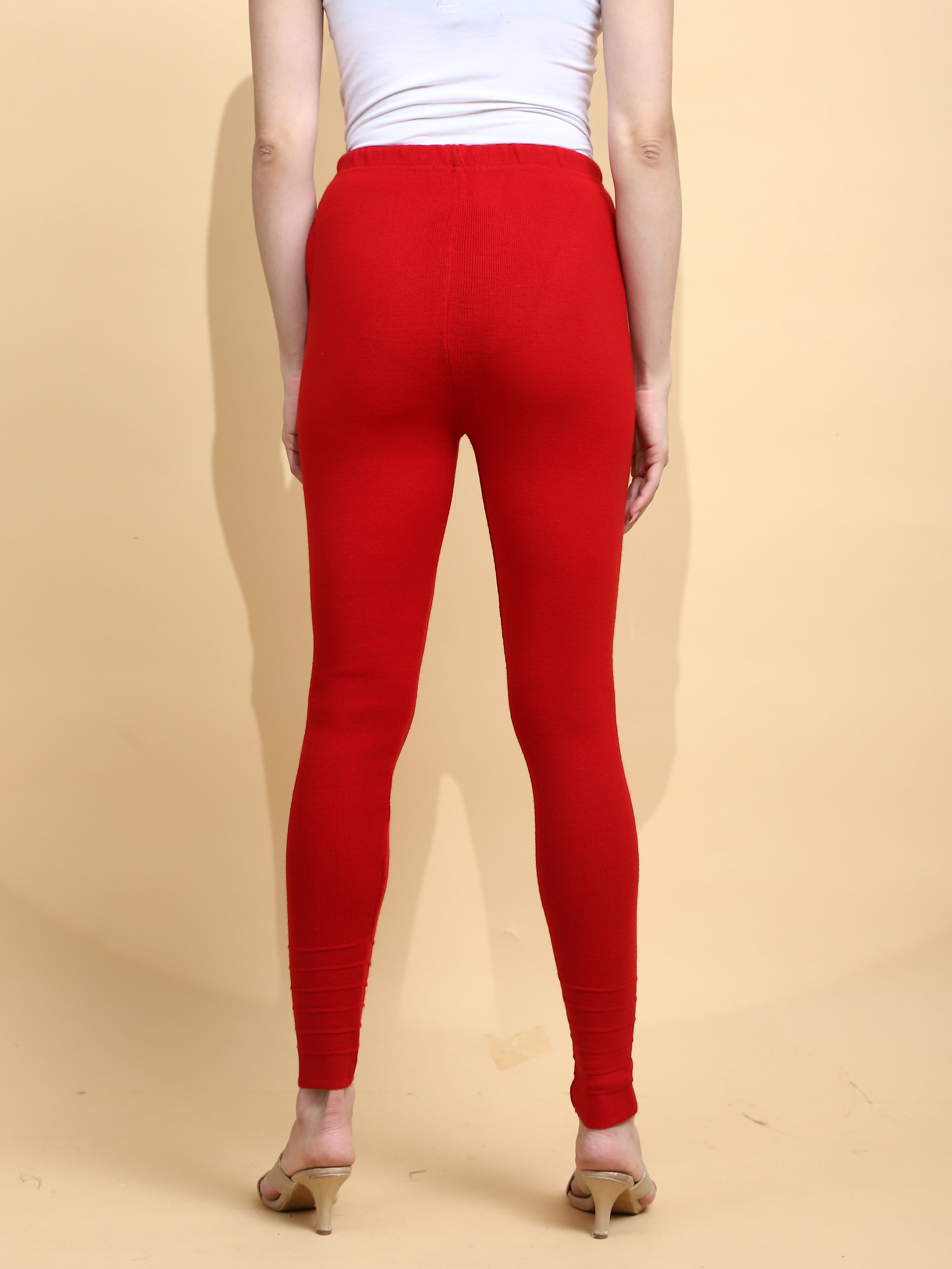 Red Woolen Blend Slim Fit Legging - Global Republic