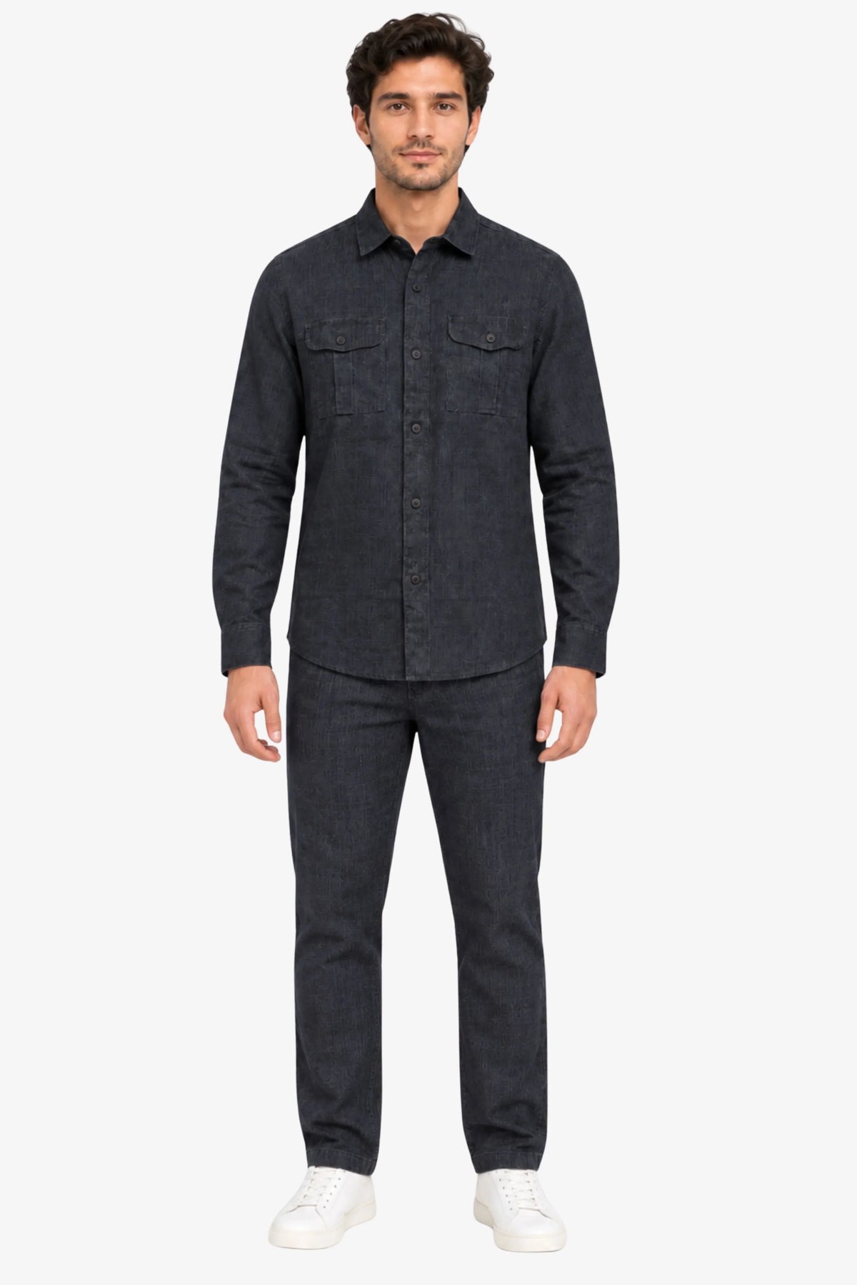 Navy Blue Lyocell Set-Global Republic