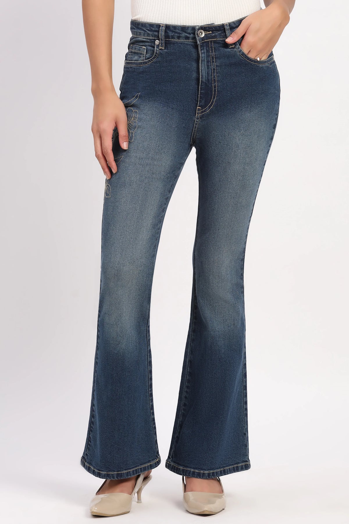 Floral Bootcut Jeans-Global Republic