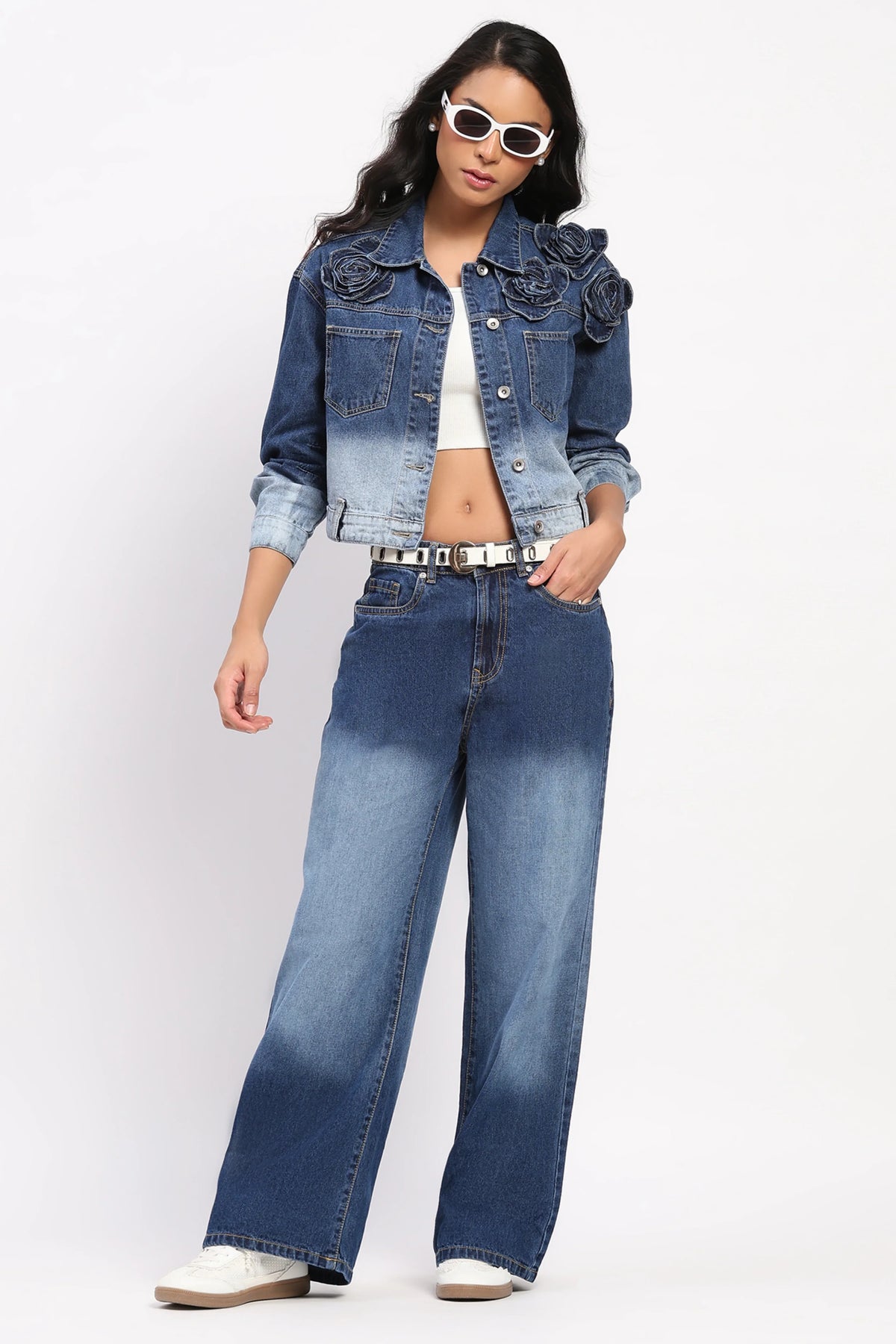 Blue Two-Tone Ombre Jeans-Global Republic