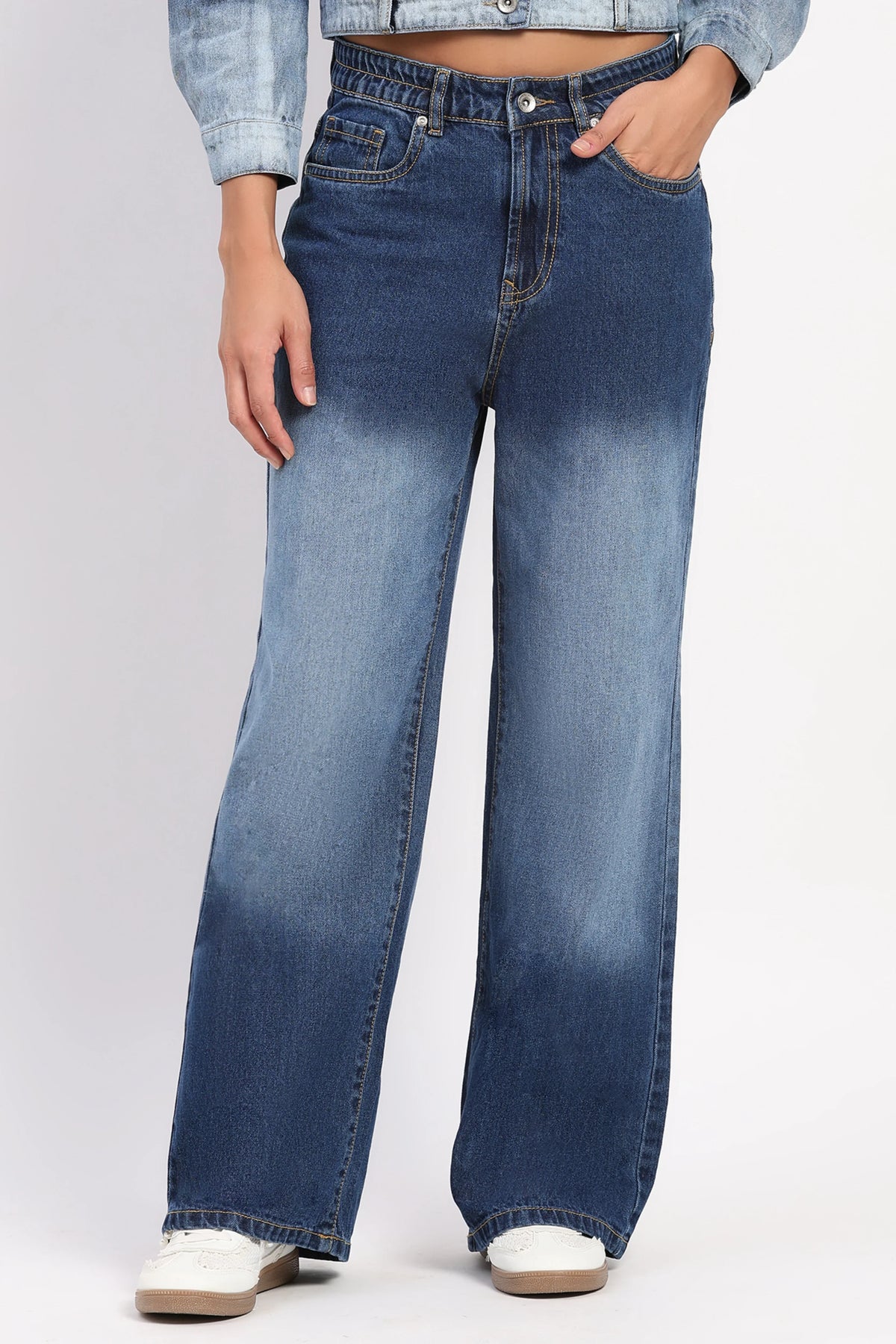 Blue Two-Tone Ombre Jeans-Global Republic