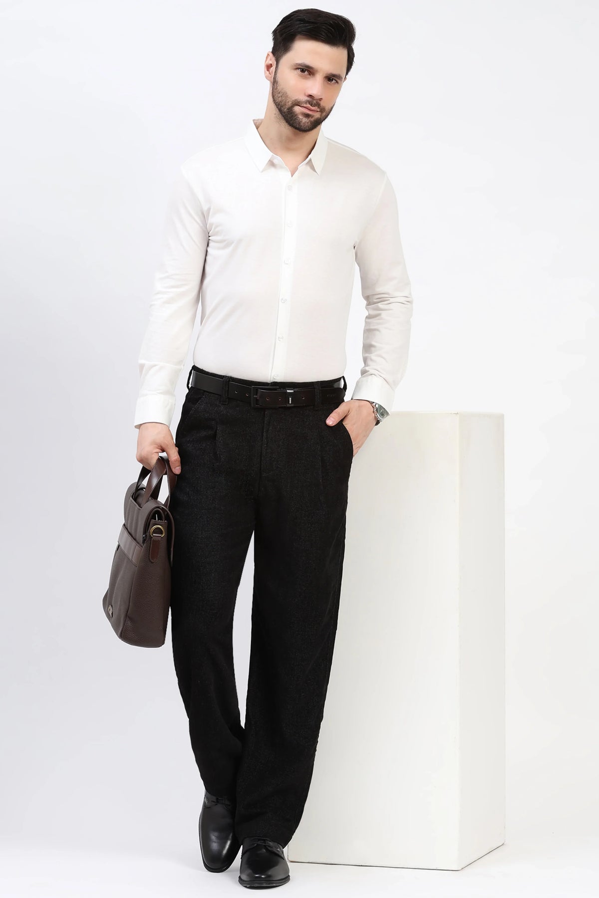 Black Melange Trousers-Global Republic