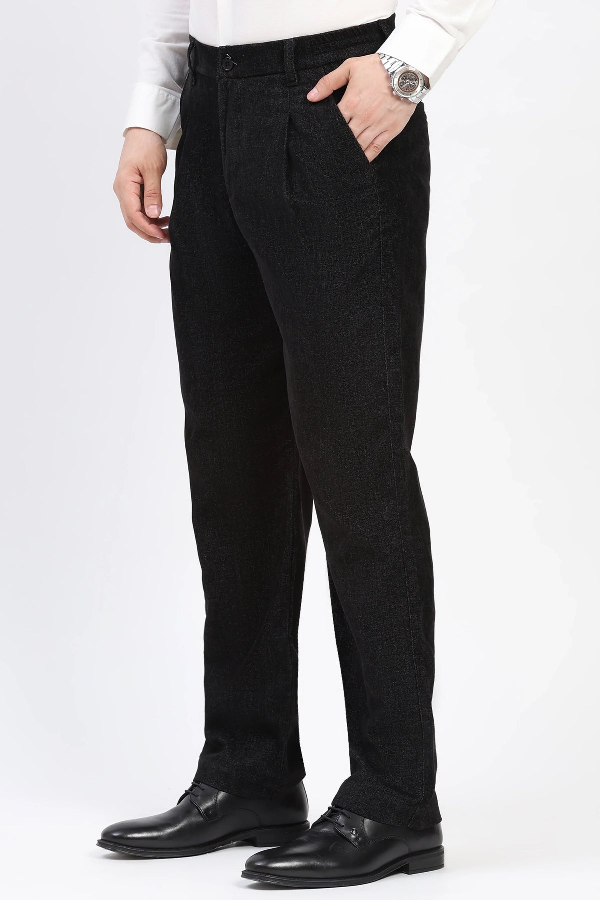 Black Melange Trousers-Global Republic