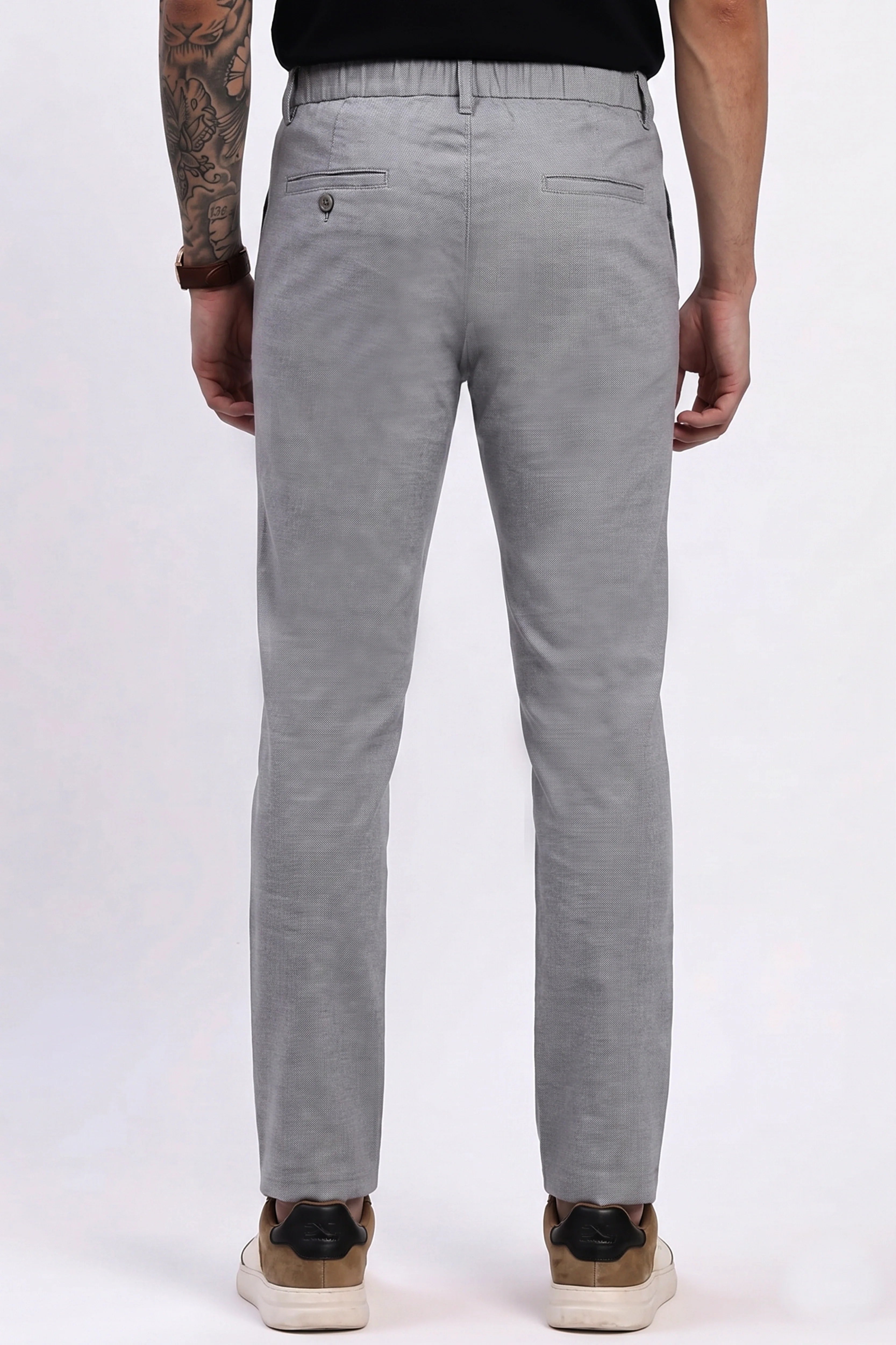 Light Grey Cotton Trousers-Global Republic